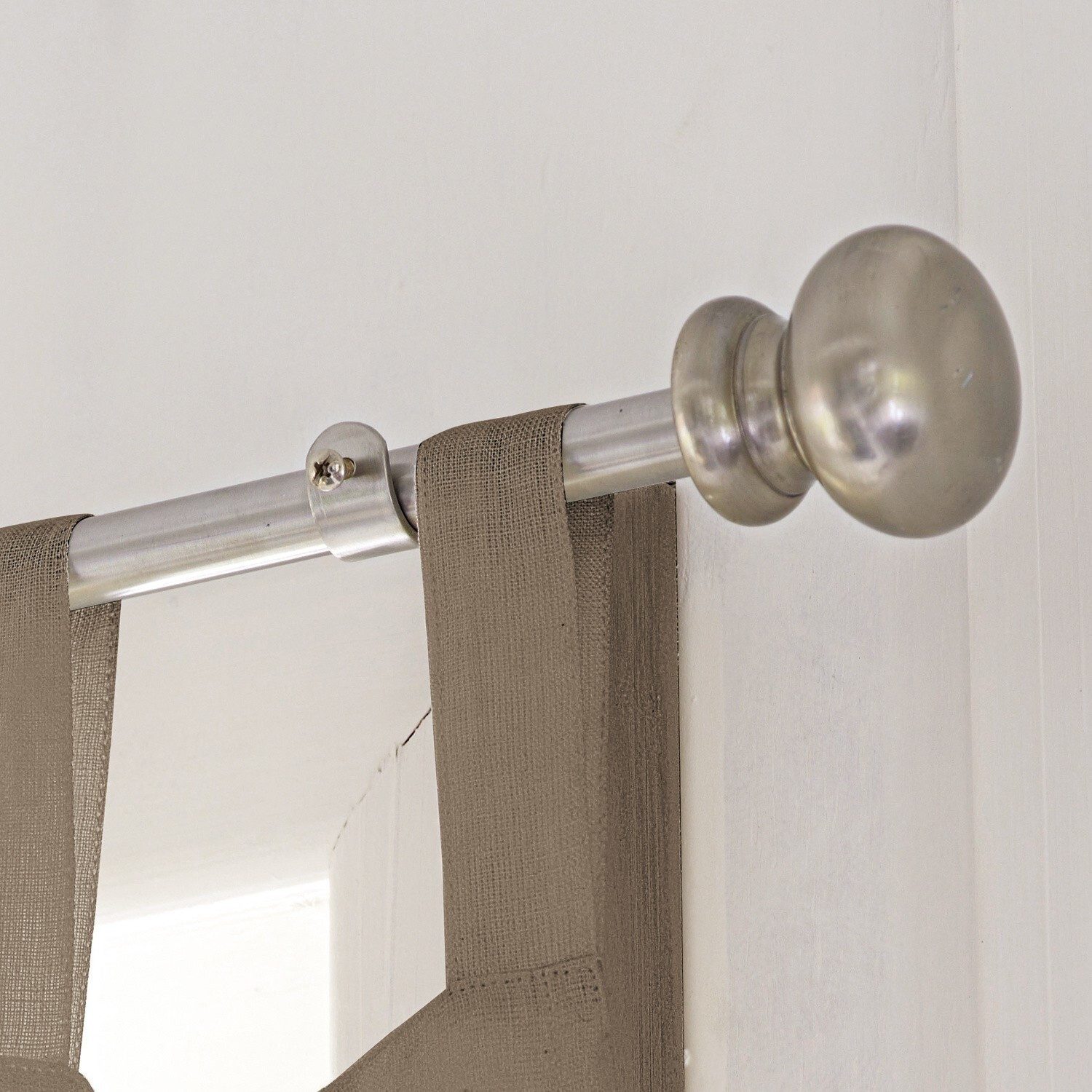 Mirabeau Gardinenstange Gardinenstange Henderson silber, Ø 0 mm, Stange: Edelstahl, Knauf: Aluminium, Wandhalterung: Eisen, Ring: Eisen