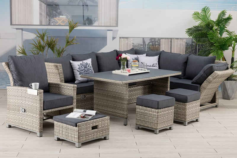 MANDALIKA Garden Gartenlounge-Set Dining Eck Lounge Set Havanna DeLuxe XL 3in1 inkl. Dining Sessel