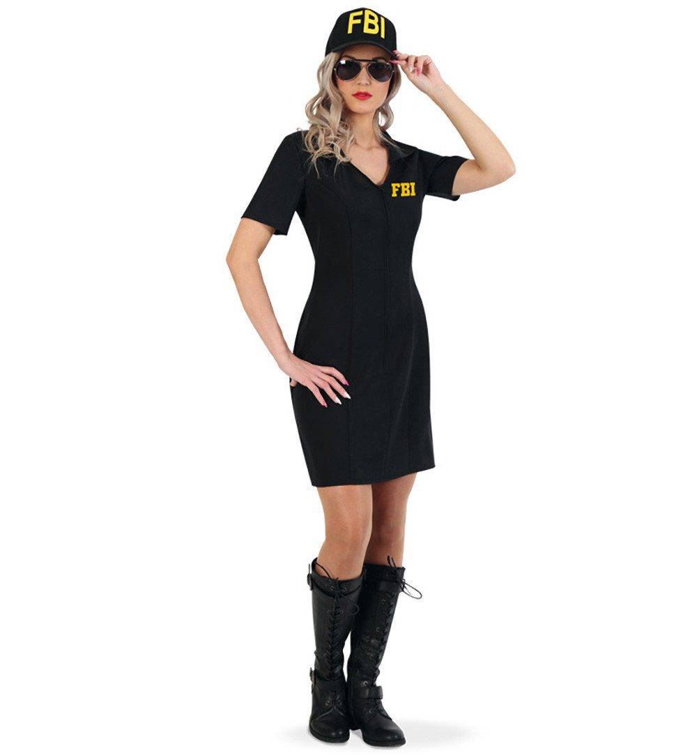 Fries Polizei-Kostüm Miss FBI Kleid Schwarz Karneval Fasching Party Halloween Cosplay Anime