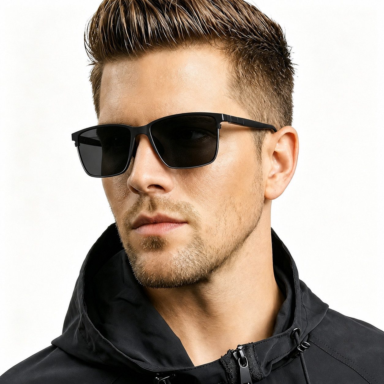 Fyrove Sonnenbrille Herren polarisierte Sonnenbrille Metallgestell UV400 Kat.3 Sportbrille (Herren Polarisierte Sonnenbrille Metallgestell UV400 Kategorie 3 Sportbrille für Autofahren Angeln Reisen)