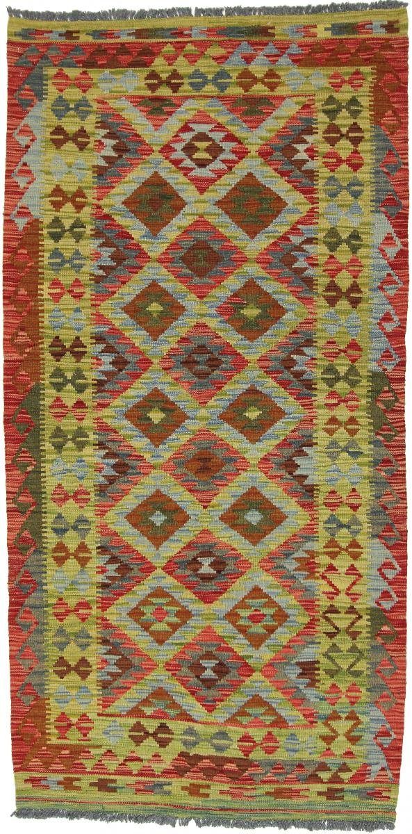 Orientteppich Kelim Afghan 102x205 Handgewebter Orientteppich Läufer, Nain Trading, rechteckig, Höhe: 3 mm
