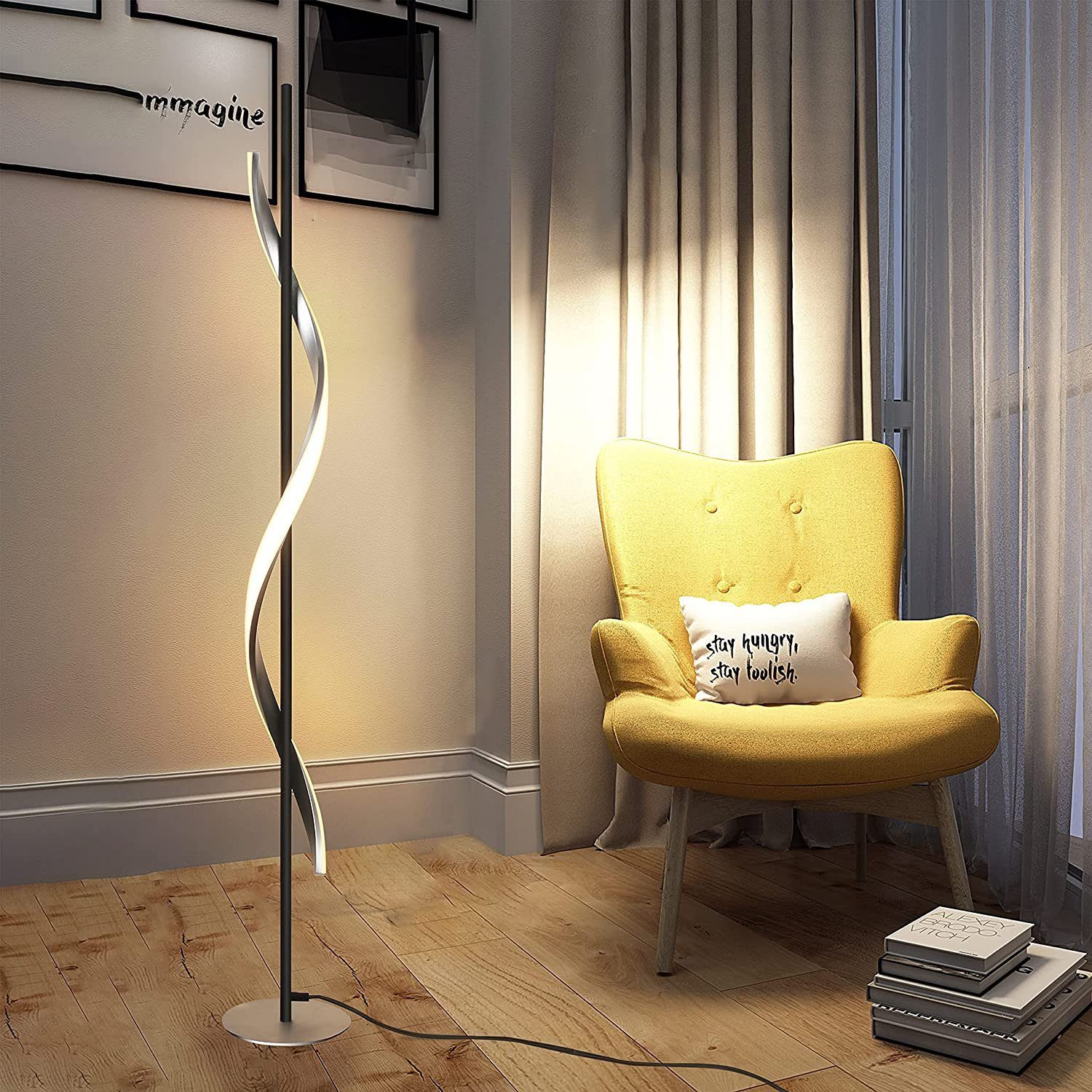 Moderne Stehlampe chrom LED Metall Modern Warmweiß dimmbar 