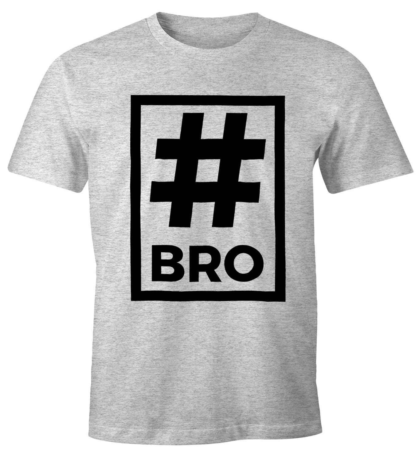 Print Moonworks® Brother grau Hashtag MoonWorks Herren T-Shirt mit Bro Print-Shirt