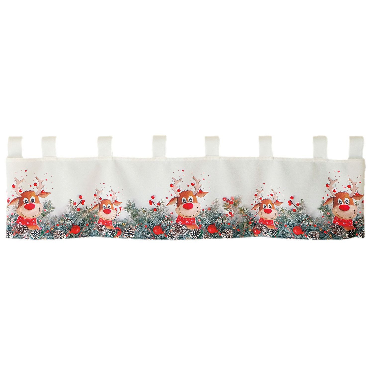 texpot Scheibengardine mit Druckmotiv Elch mit roter Nase Weihnachten (1 St günstig online kaufen