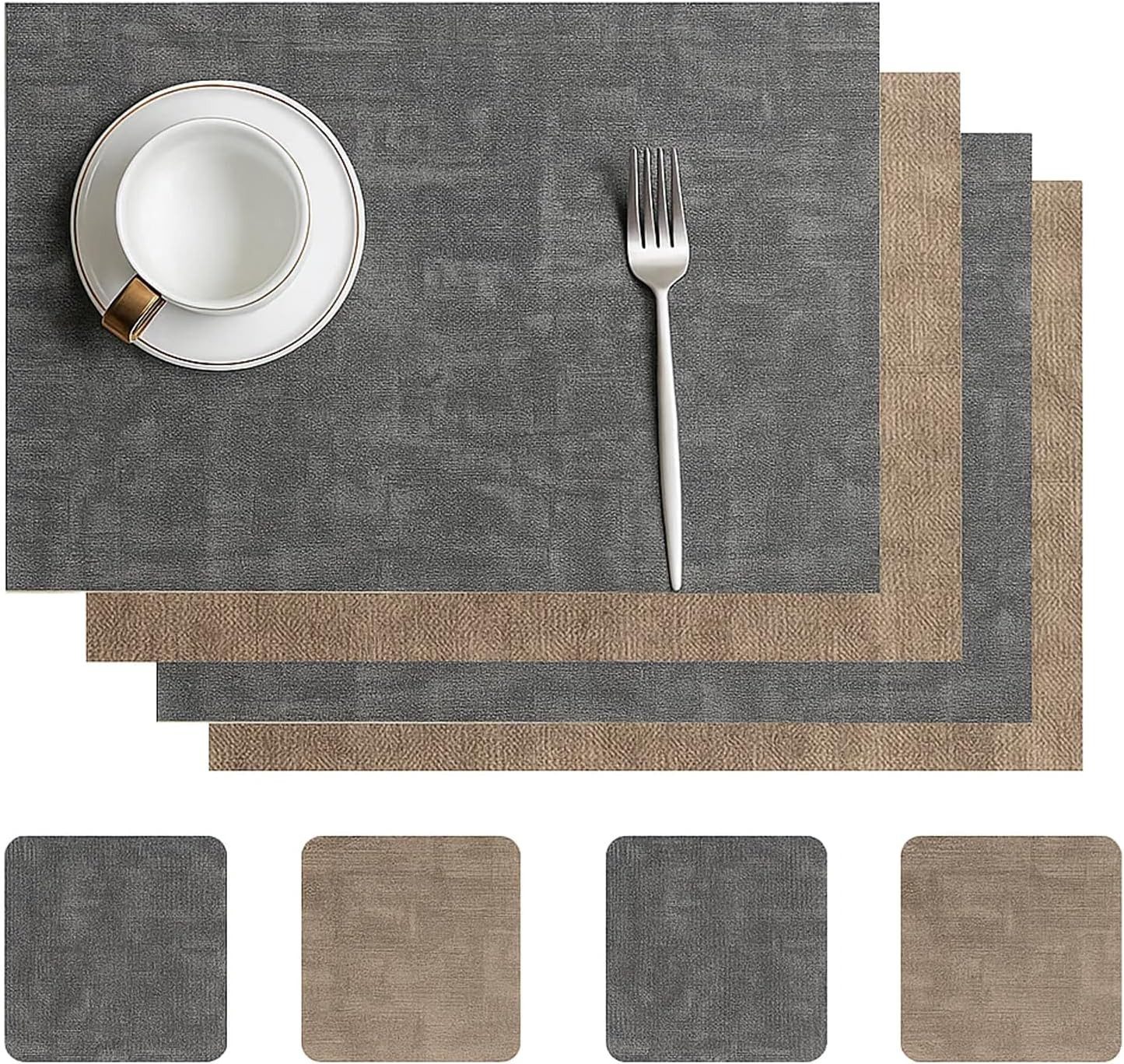 Youyijia Platzset Tischsets Abwaschbar – Doppelseitige Platzsets aus Kunstleder