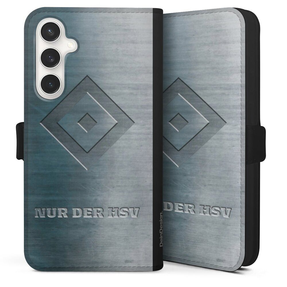 DeinDesign Handyhülle HSV Hamburger SV Metallic Look Nur der HSV Metalllook, Samsung Galaxy S24 FE 5G Hülle Handy Flip Case Wallet Cover