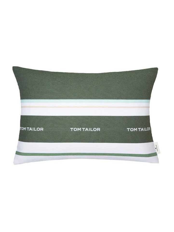 TOM TAILOR HOME Dekokissen Logo, mit eingewebtem Markenlogo, Kissenhülle  ohne Füllung, 1 Stück, Aus atmungsaktiver und weicher Baumwolle