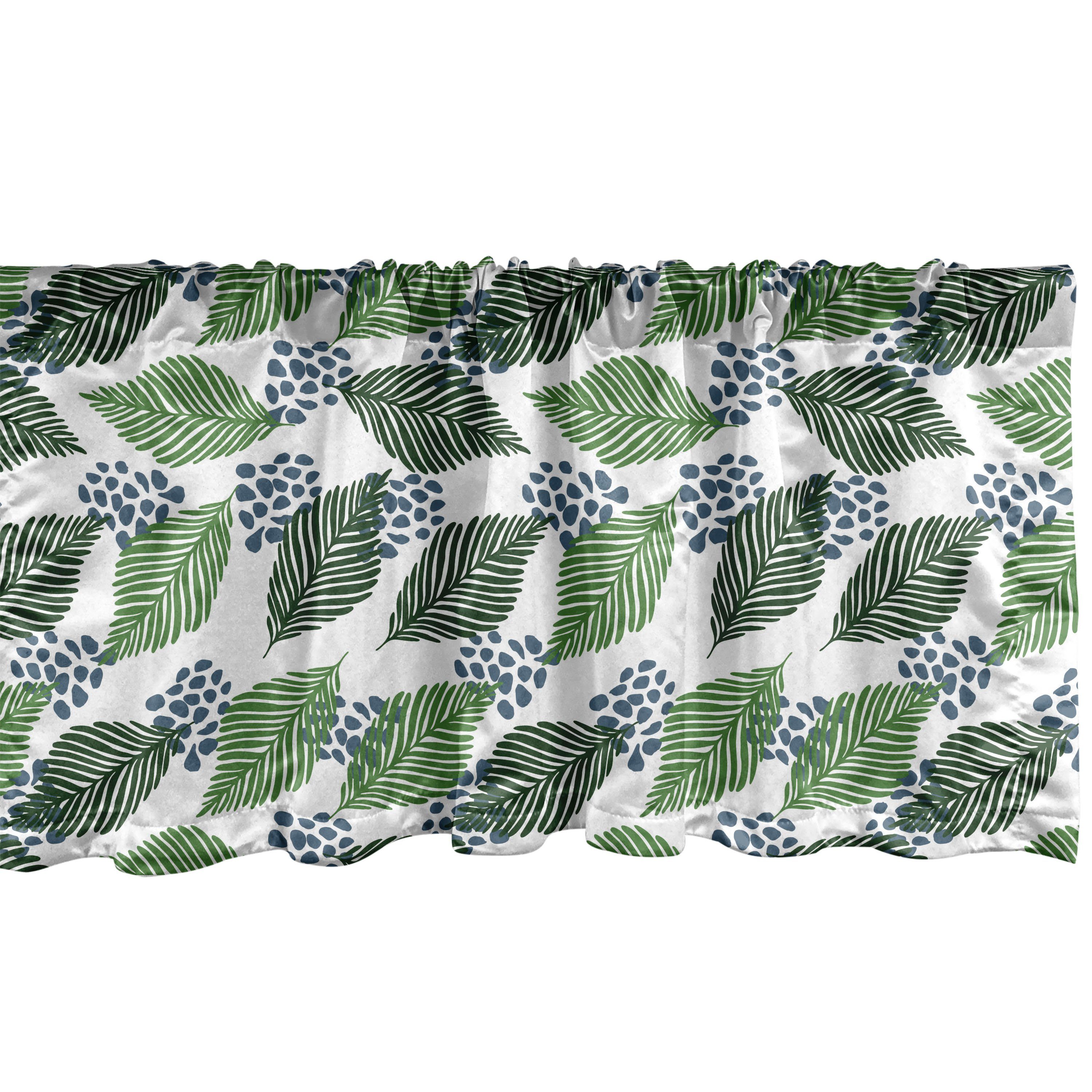 Scheibengardine Vorhang Volant für Küche Schlafzimmer Dekor mit Stangentasche, Abakuhaus, Microfaser, Exotisch Moderne Botanik Jungle Leaves