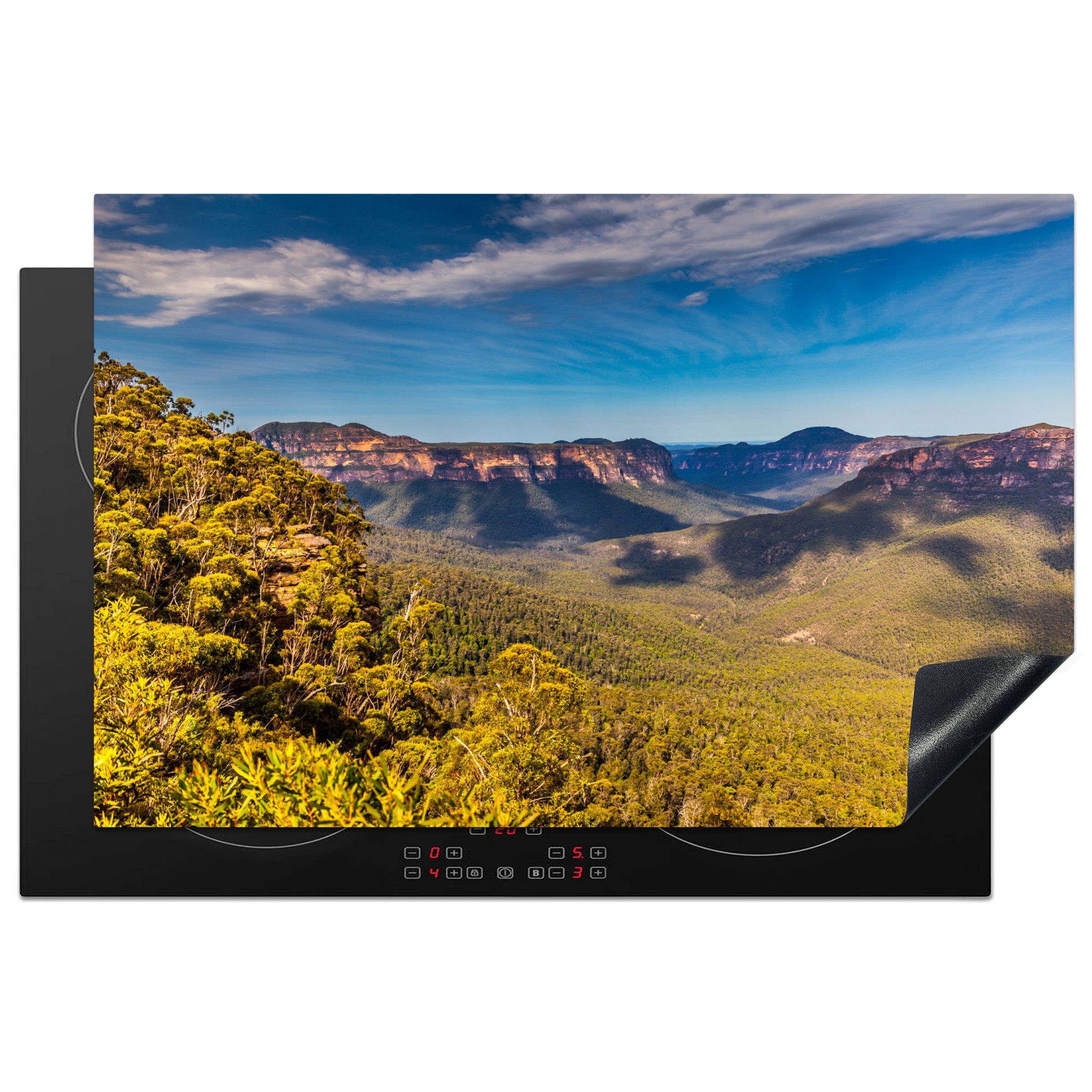 MuchoWow Herdblende-/Abdeckplatte Aussichtspunkt im Blue Mountains National Park in Australien, Vinyl, (1 tlg), 81x52 cm, Induktionskochfeld Schutz für die küche, Ceranfeldabdeckung