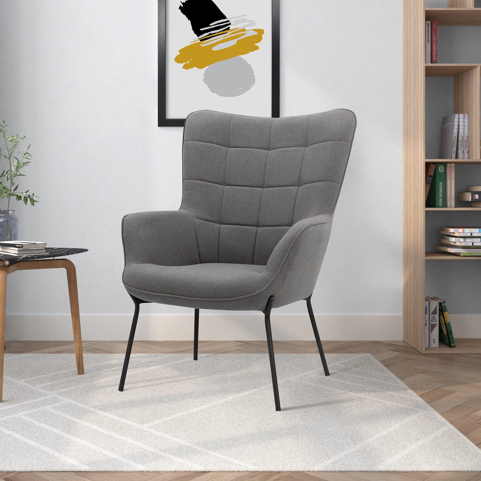loft24 Loungesessel Bruce (1-St), Polstersessel, Sessel, Armlehnsessel, Metallgestell, Sitzhöhe 44 cm