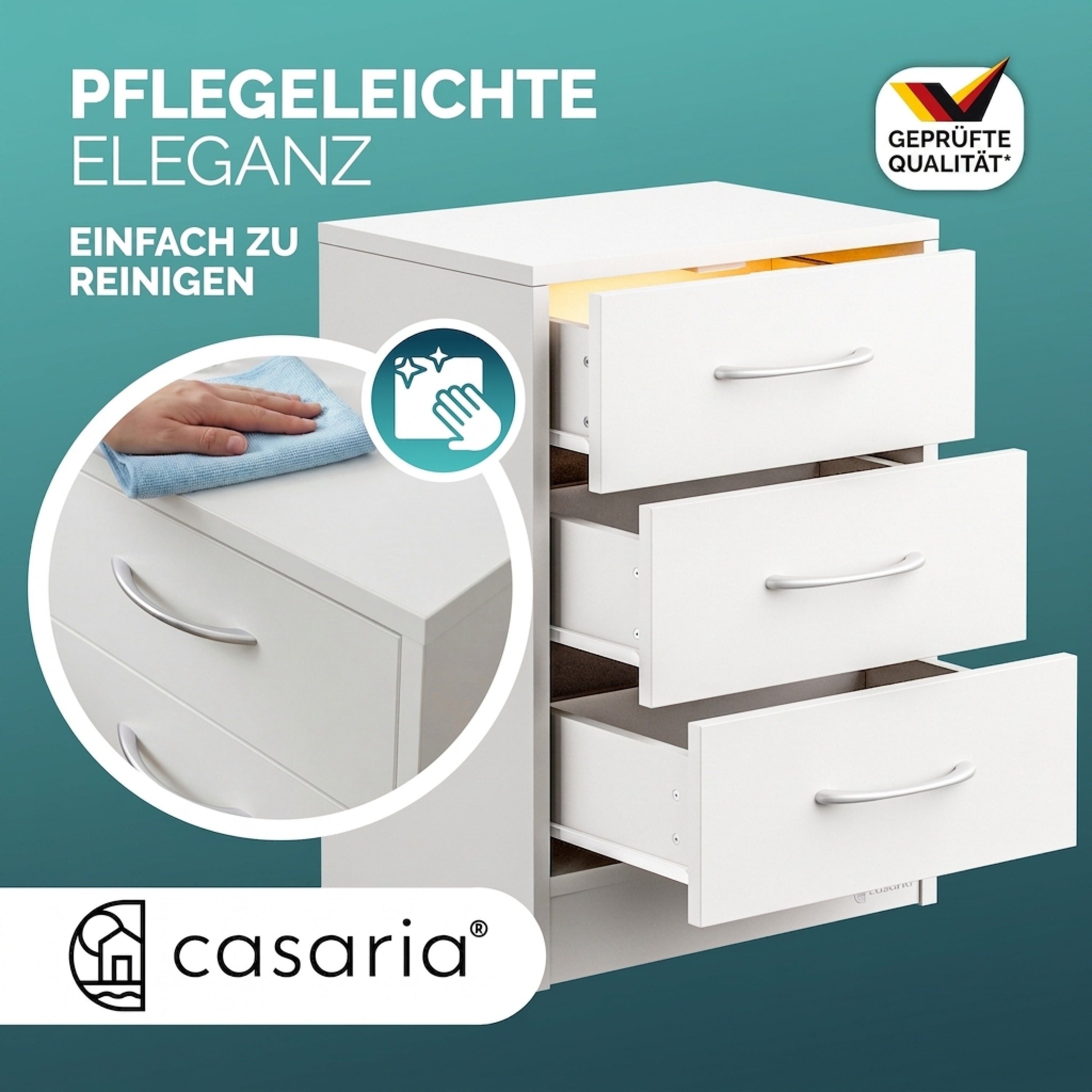 Casaria Nachttisch Eloise (2-St), CASARIA® 2x Nachttisch Eloise weiß LED