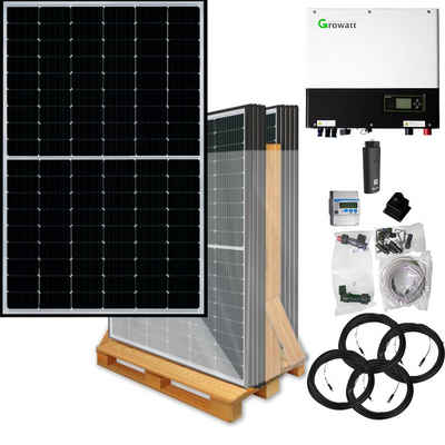 Lieckipedia 7000 Watt Hybrid Solaranlage, Basisset dreiphasig inkl. Growatt Wechse Solar Panel, Black Frame