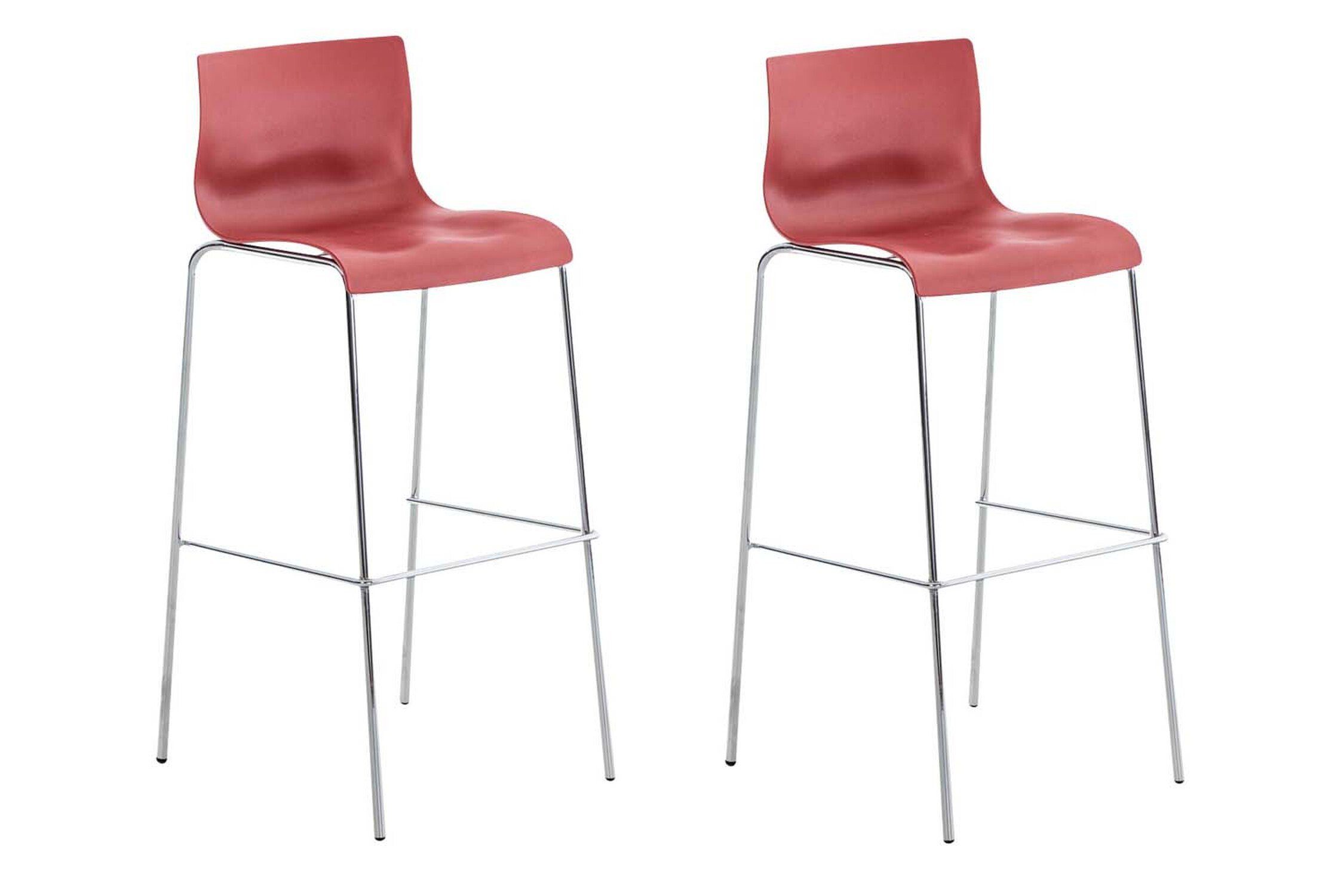 Fußstütze (Set, TPFLiving St., - Chrom Barhocker Kunststoff 2 mit Sitzfläche: Rot - & Küche - Tresenhocker), Metall Hocker für Gestell Theke Hoover