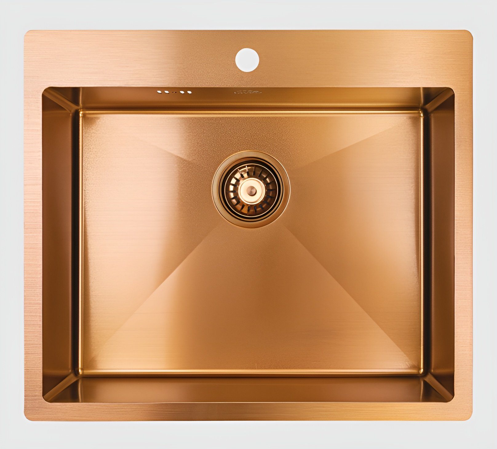 KOLMAN Küchenspüle Einzelbecken Marmara Stahl Spülbecken, Rechteckig, 51/59 cm, Gold Kupfer, Space Saving Siphon GRATIS