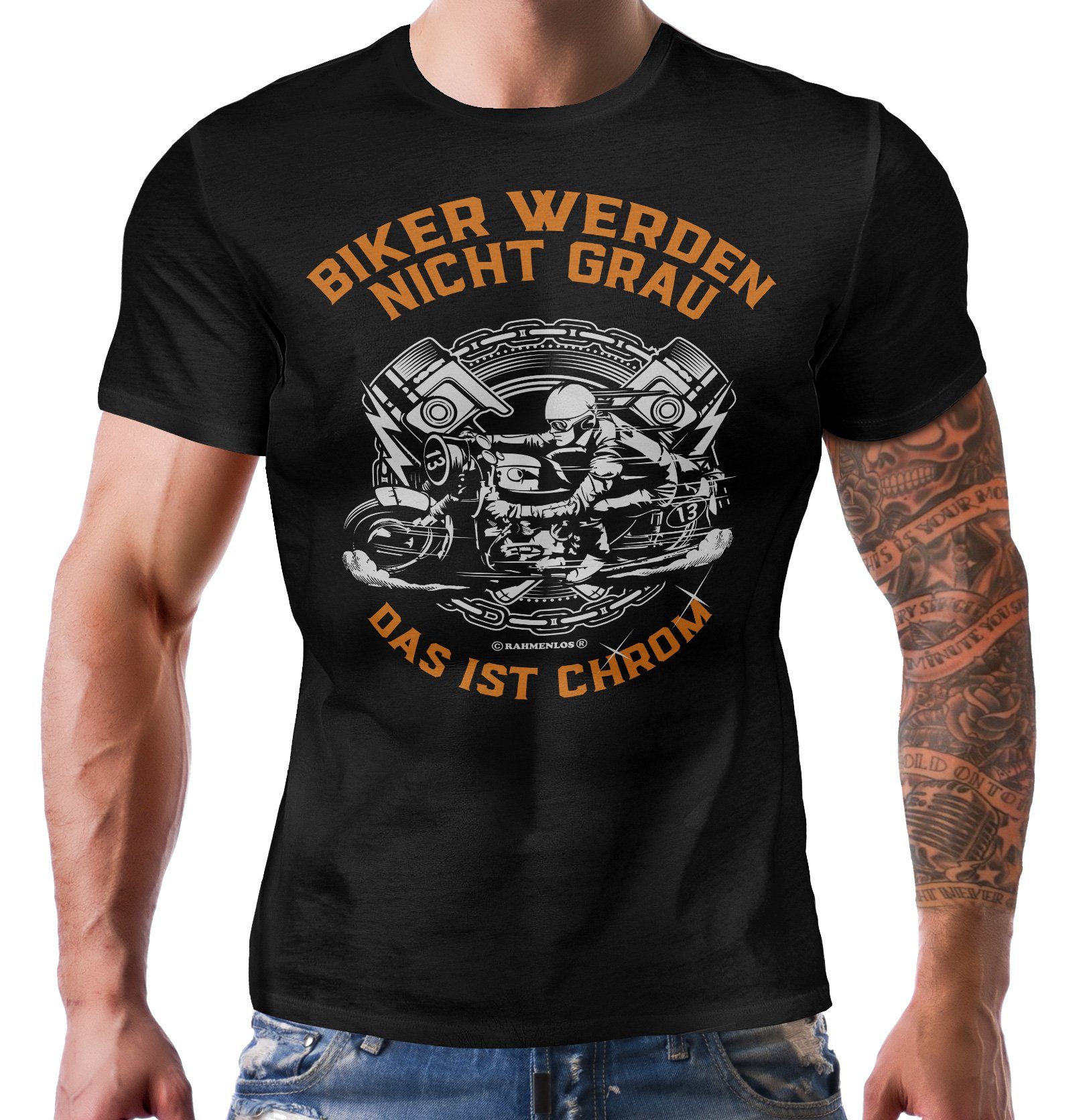 RAHMENLOS® T-Shirt für Motorradfahrer: Biker werden günstig online kaufen