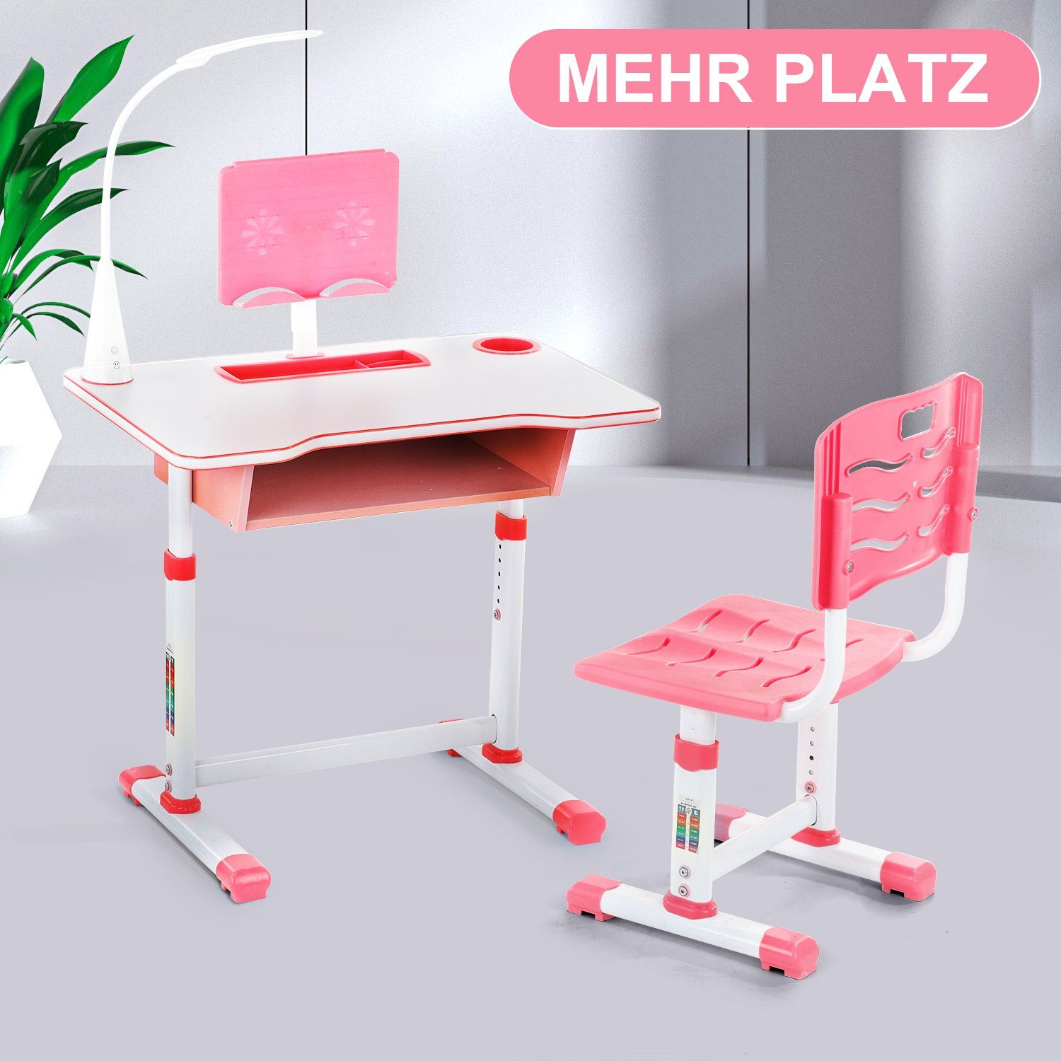 oyajia Kinderschreibtisch Höhenverstellbar Schülerschreibtisch mit Lampe, günstig online kaufen