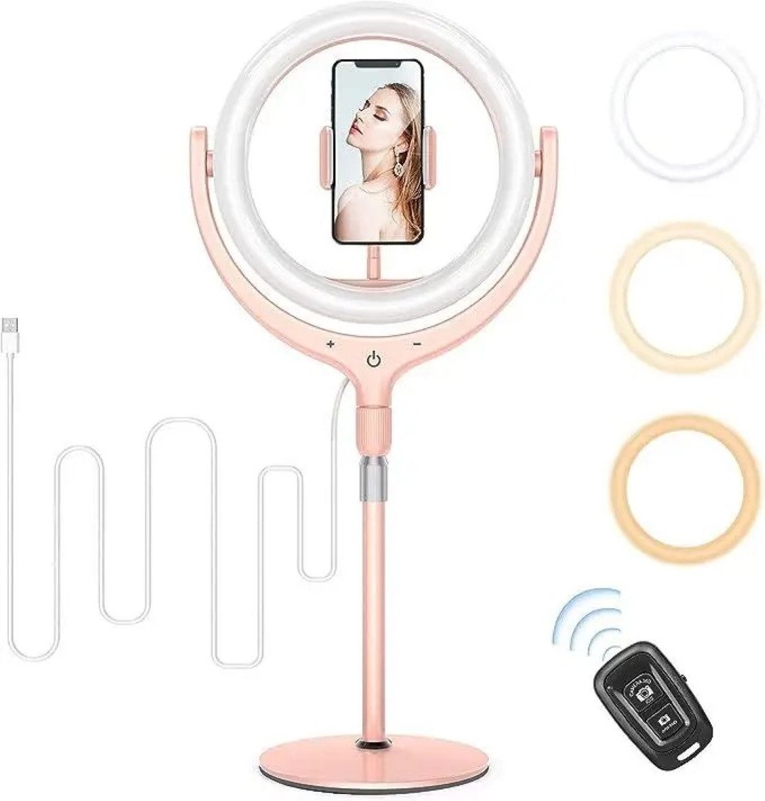 Ringlicht 10" LED-Ringlicht mit Stativ, Smartphone-Halter, Bluetooth-Auslöser