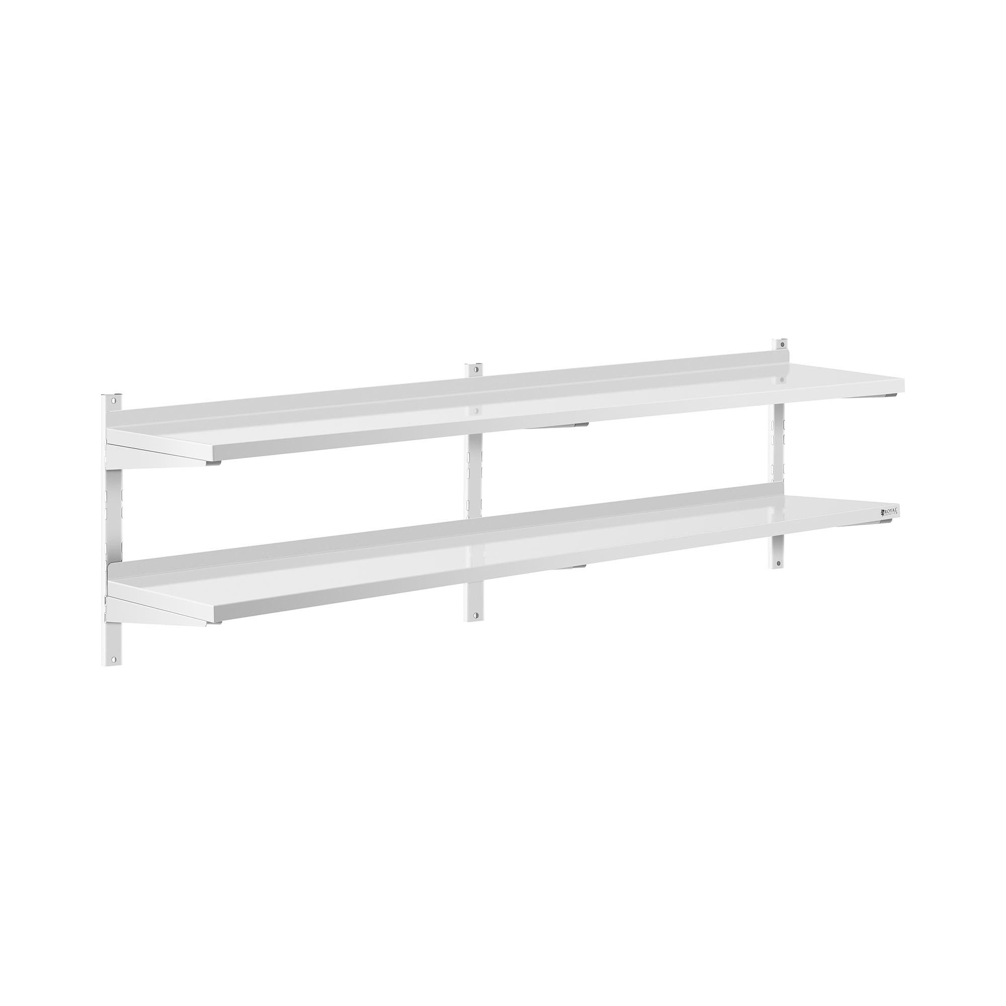 Royal Catering Hängeregal 200 x 40 cm Wandbord Doppel Wandregal Edelstahl Regal 2 Ablagen, verschiedene Größen