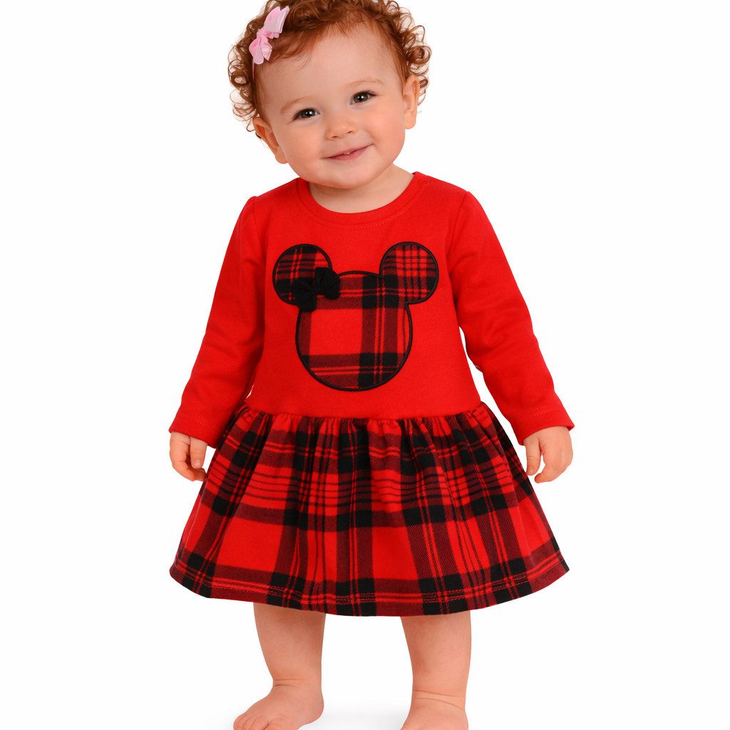 Abendkleid Schönes Baby Kleid in Rot Schwarz karriert weihnachtlich
