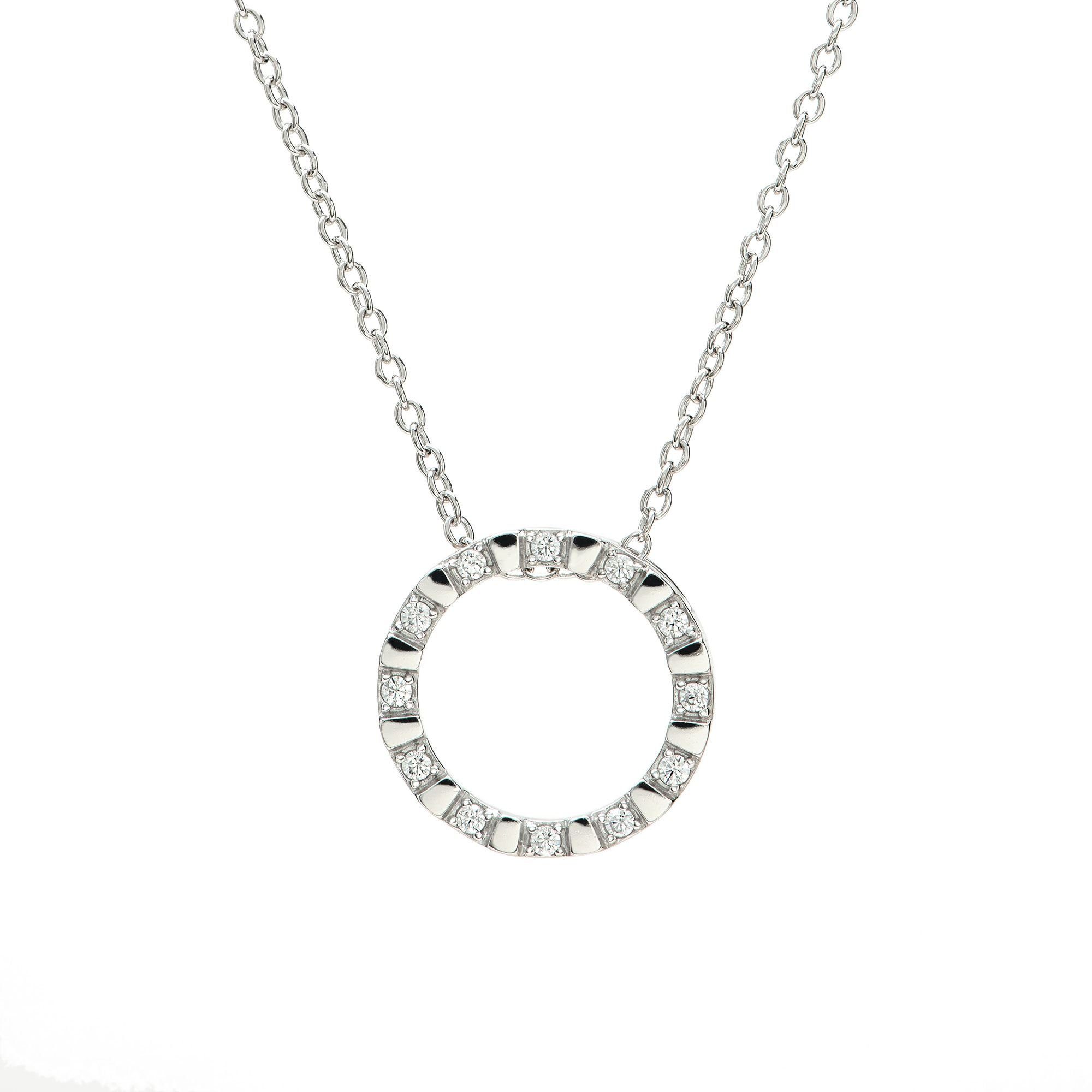 Eye Candy Collier ECJ-NL0067, 925er Sterling-Silber Collier mit einem Anhänger und Zirkonia