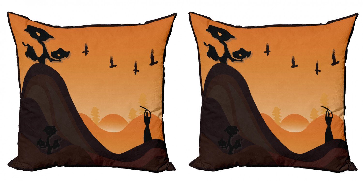 Kissenbezüge Modern Accent Doppelseitiger Abakuhaus Landschaft im (2 Sonnenuntergang Digitaldruck, Samurai Stück)
