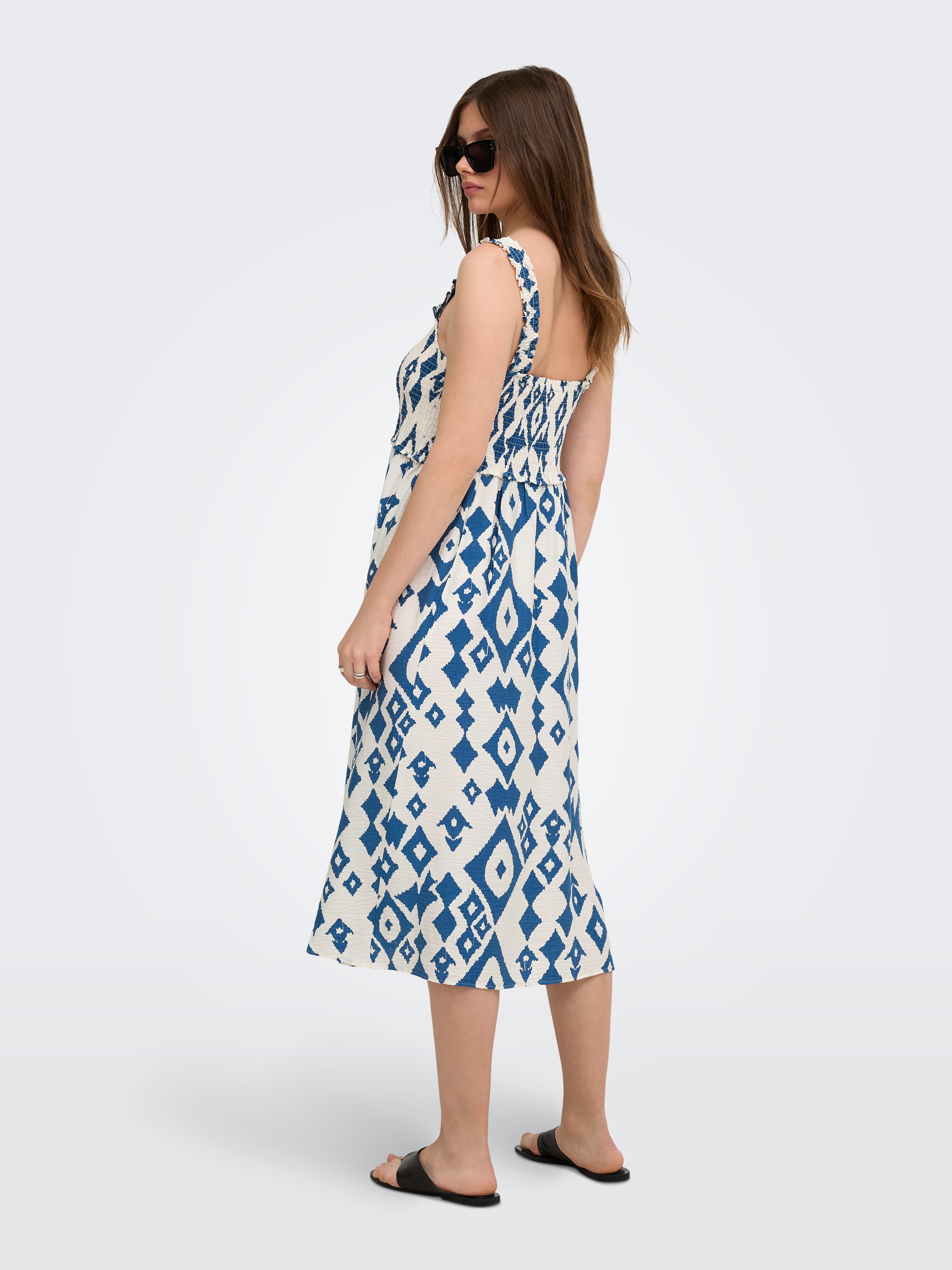 ONLY Druckkleid ONLLUMIRA S/L LONG SMOCK DRESS WVN EX Viskosemischung, regular fit
