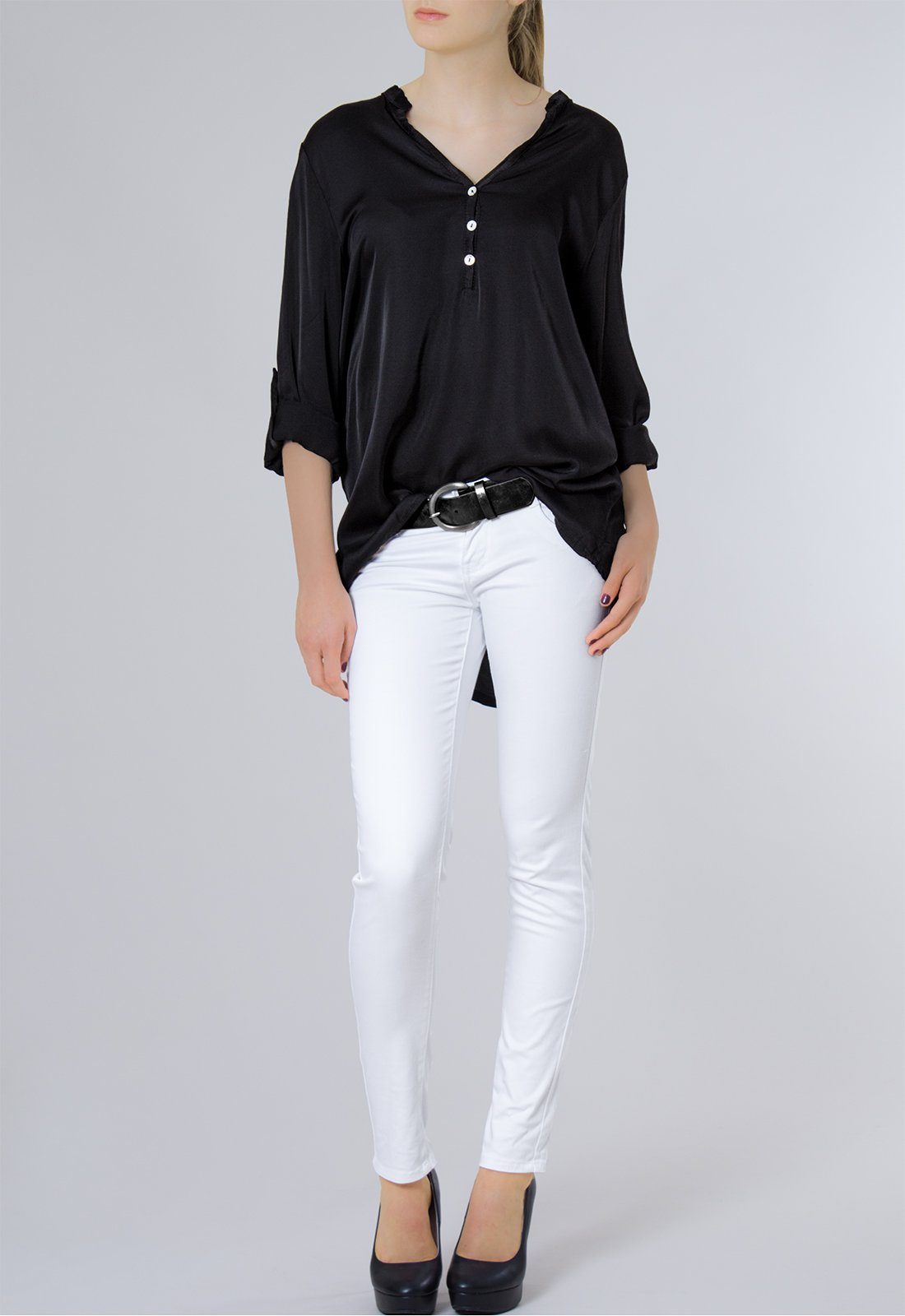 Caspar Shirtbluse BLU003 lässig elegante Damen Satin Hemdbluse günstig online kaufen