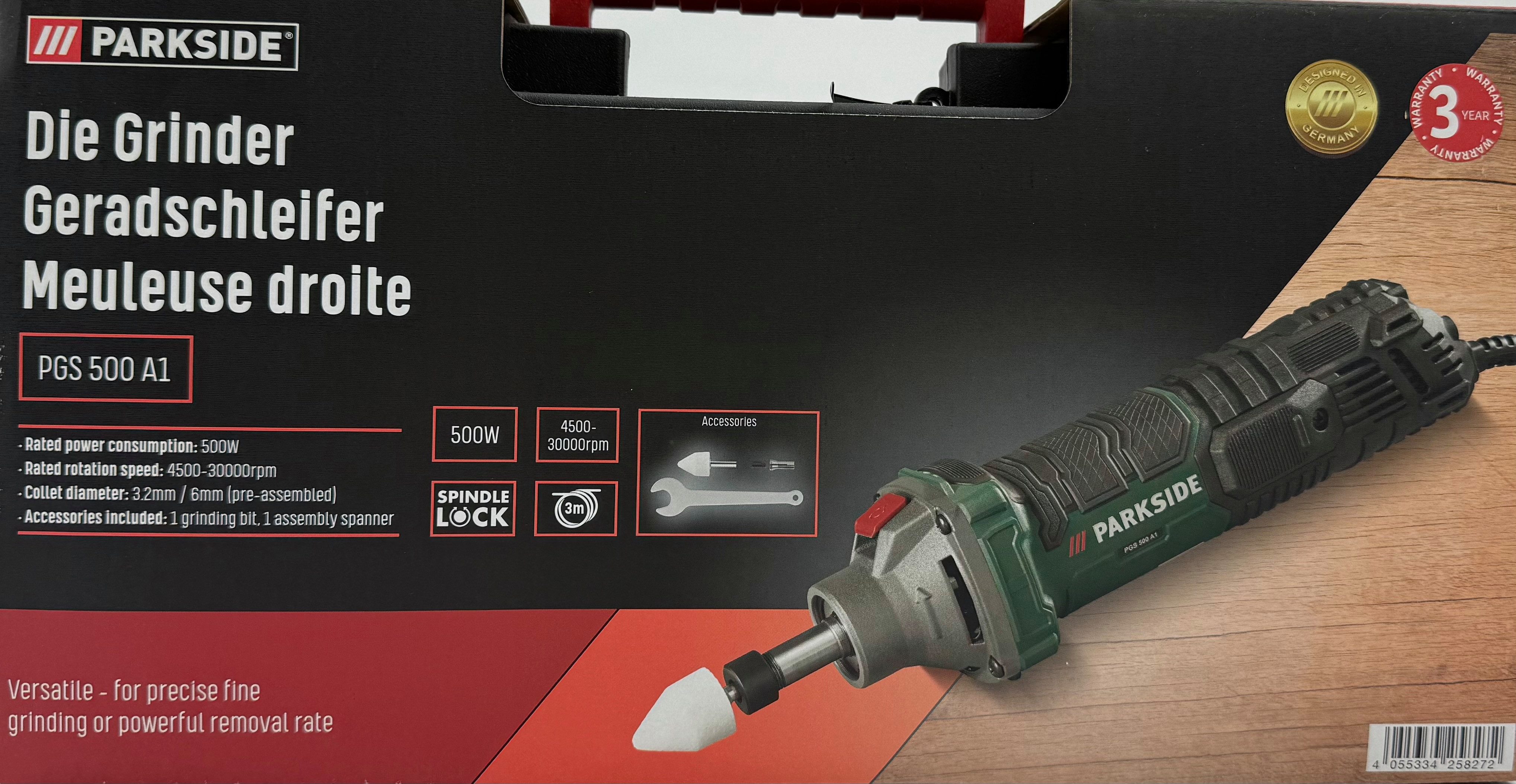 Geradschleifer PGS 500 A1, 500W, Schleifgerät, inkl. Kunststoffkoffer