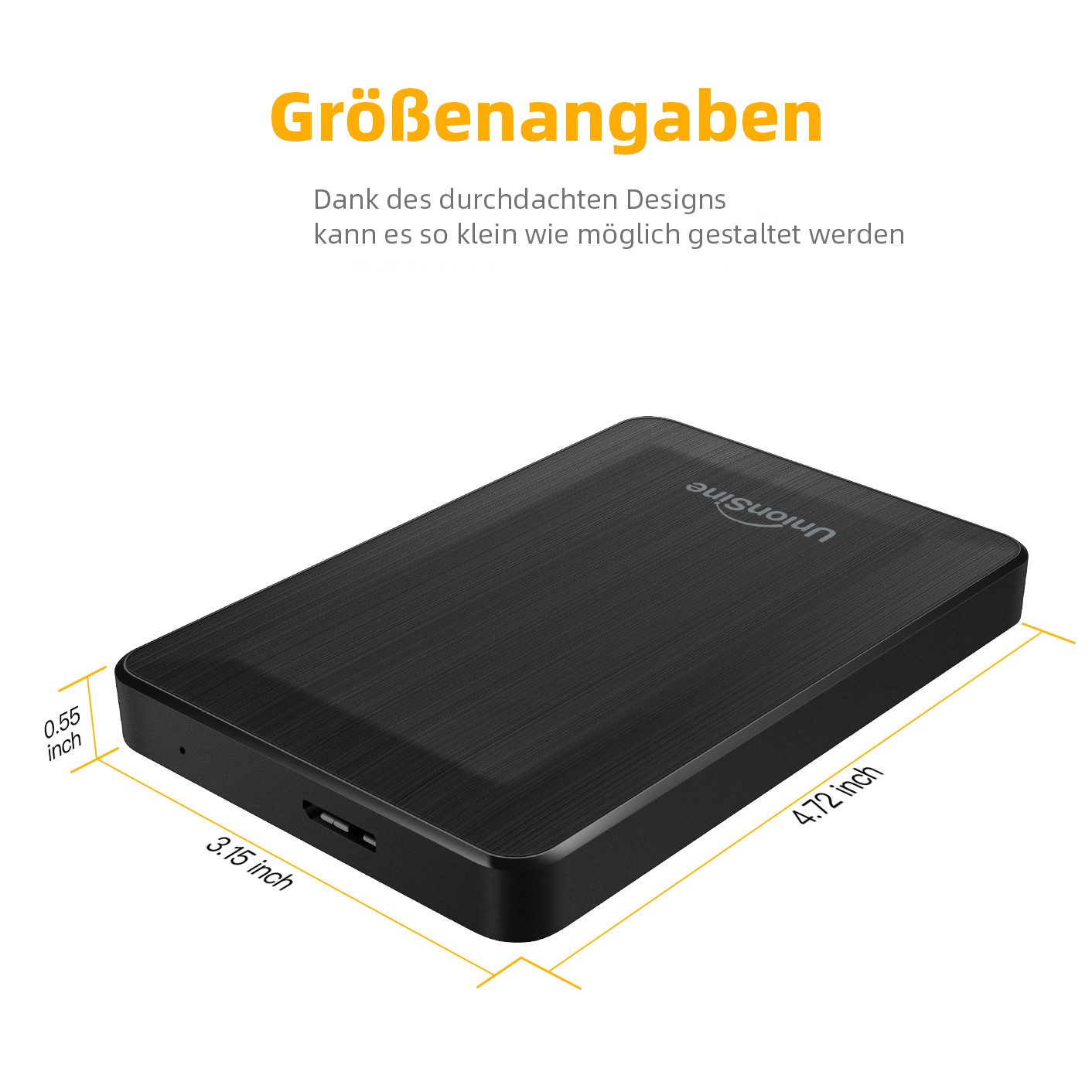 UnionSine USB 3.0 Externe Festplatte HD2513 500GB 2,5" HDD PC Laptop Speicher externe HDD-Festplatte (500GB) 2,5" 125 MB/S Lesegeschwindigkeit, 103 MB/S Schreib – Bild 4 von 5