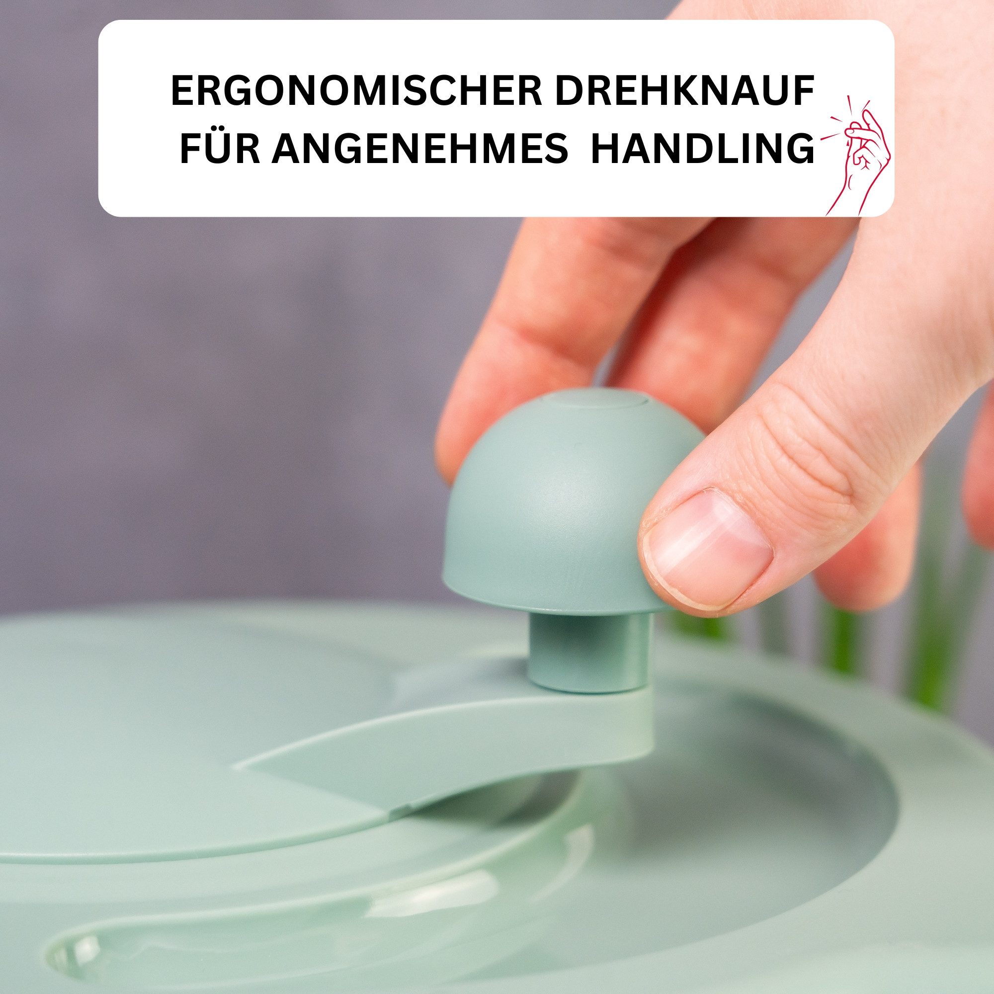 WESTMARK Salatschleuder Fortuna, Fassungsvermögen: 5 Liter, ø 26 cm, Kunststoff, Mint-Grün, Made in Germany, Garantie – Bild 4 von 5