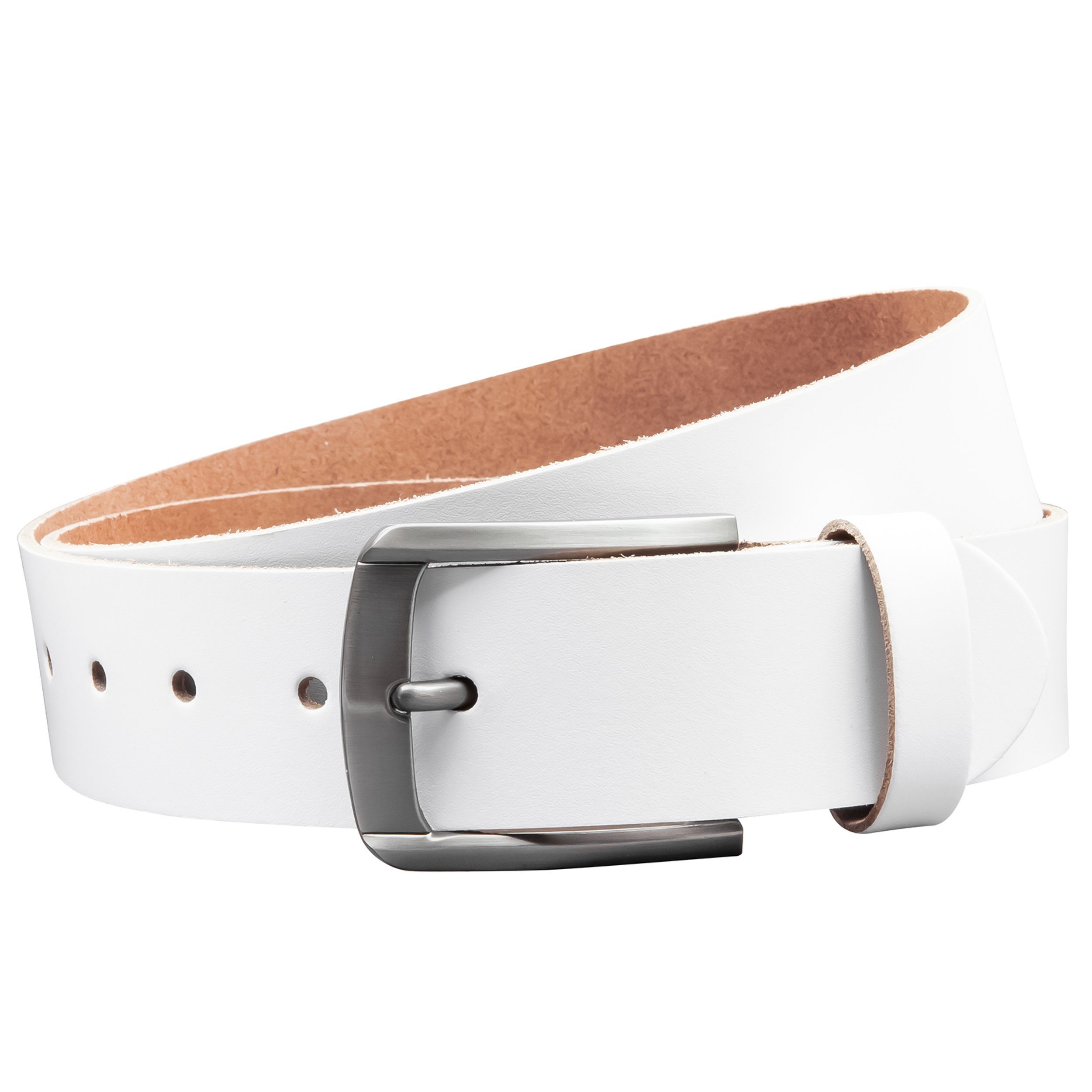 COLOGNEBELT Ledergürtel OM560-SL-Weiss MADE IN GERMANY, Weiss Kürzbar, 100 % Echtleder, Aus einem Stück, Unisex