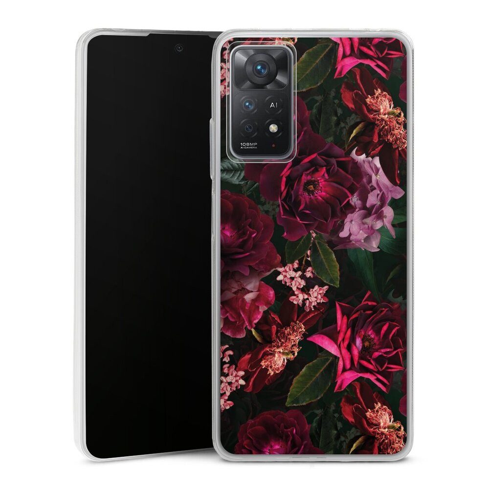 DeinDesign Handyhülle Rose Blumen Blüte Dark Red and Pink Flowers, Xiaomi Redmi Note 11 Pro 4G Slim Case Silikon Hülle Ultra Dünn