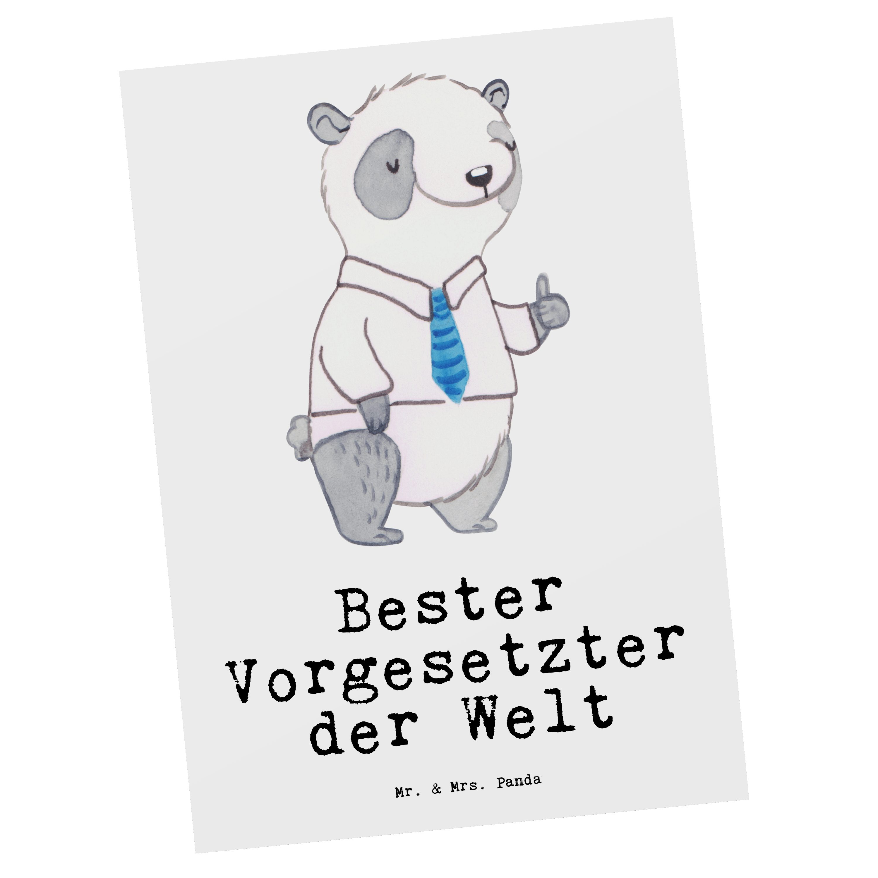Mr. & Mrs. Panda Postkarte Panda Bester Vorgesetzter der Welt - Weiß - Geschenk, Danke, für, Bedanken, Einladung, Arbeitgeber, Geschenkkarte, Arbeit, Ansichtskarte, Grußkarte