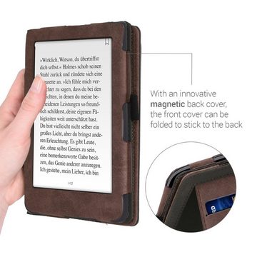 kwmobile E-Reader-Hülle Flip Schutzhülle für Tolino Shine 3, Handschlaufe - Cover Wildleder-Optik