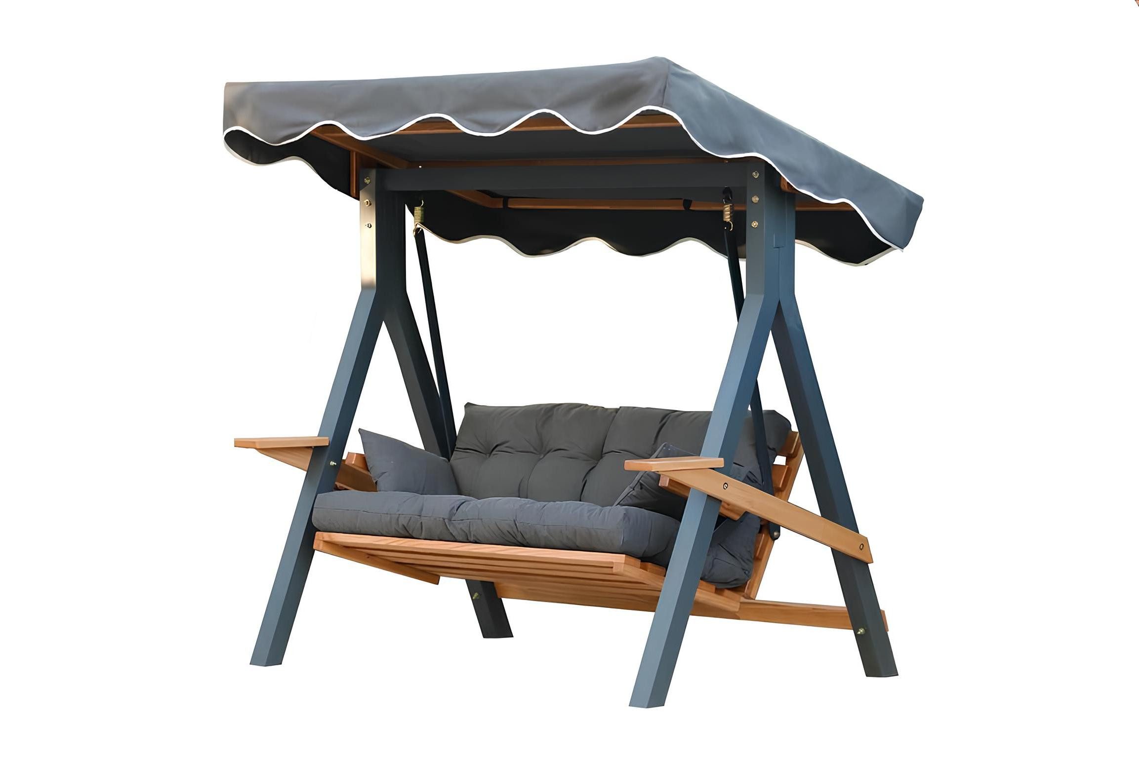 Xlmoebel Hollywoodschaukel Luxuriöse graue Gartenschaukel mit Vordach für entspannte Stunden, Hergestellt in Europa