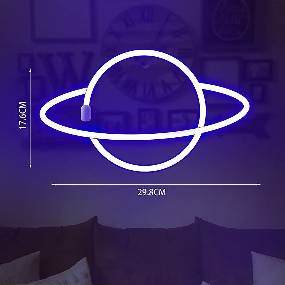 Rosnek LED Dekolicht Planet Moon, für Wand Shop Schlafzimmer Bar Party Weihnachtsdeko, 2835 SMD LED, Multicolor, LED Neon Sign Light