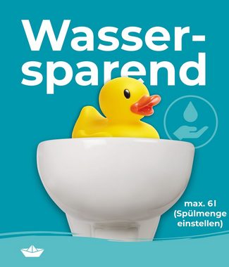 Calmwaters Tiefspül-WC, Wandhängend, Abgang Waagerecht, Wand WC, spülrandlos, Tiefspüler, WC-Sitz mit Absenkautomatik