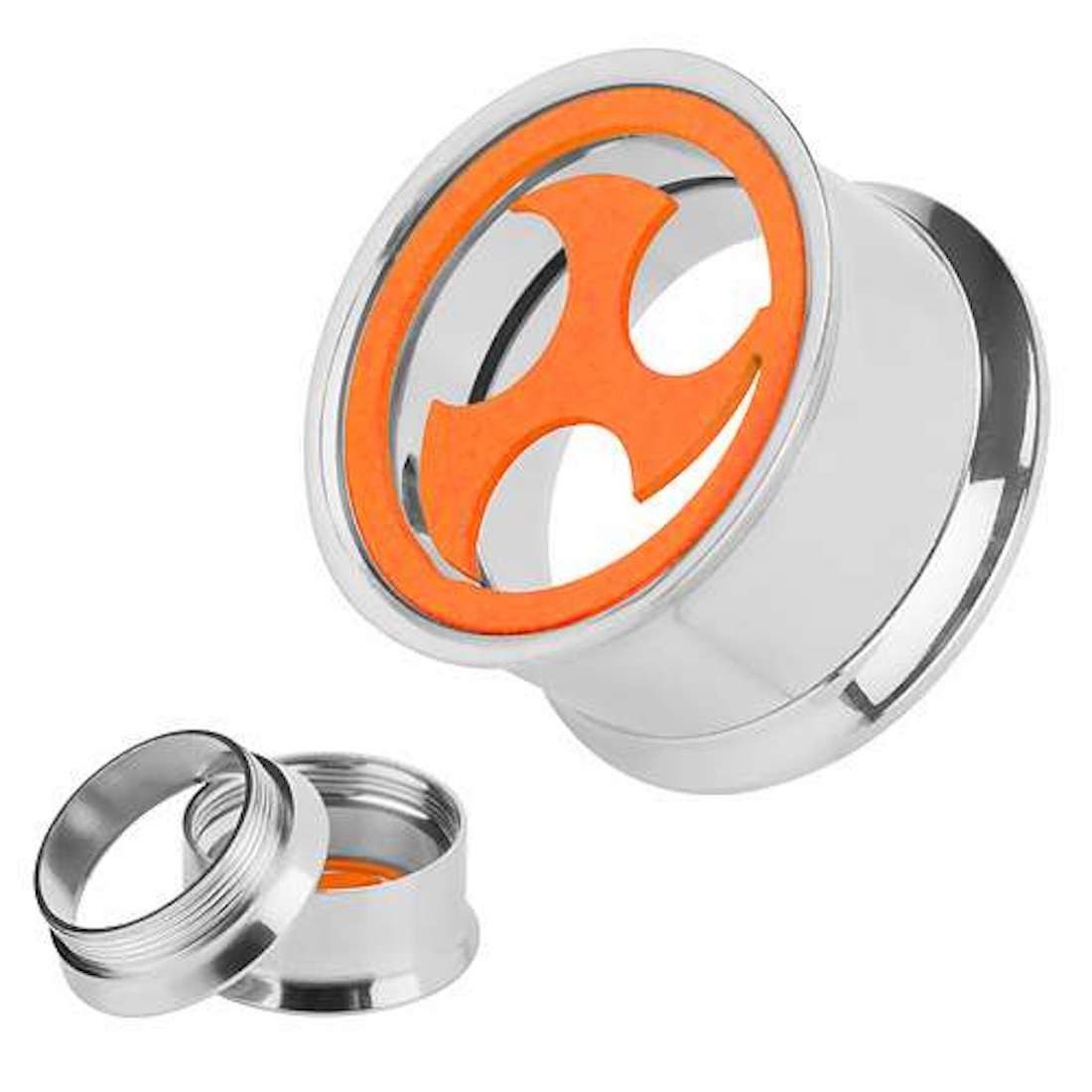 Taffstyle Plug Flesh Ohr Tunnel Neon Sonnenrad Triskele Orange 12mm, Ohrpiercing Ohr Ear Flesh Tunnel Plug Piercing