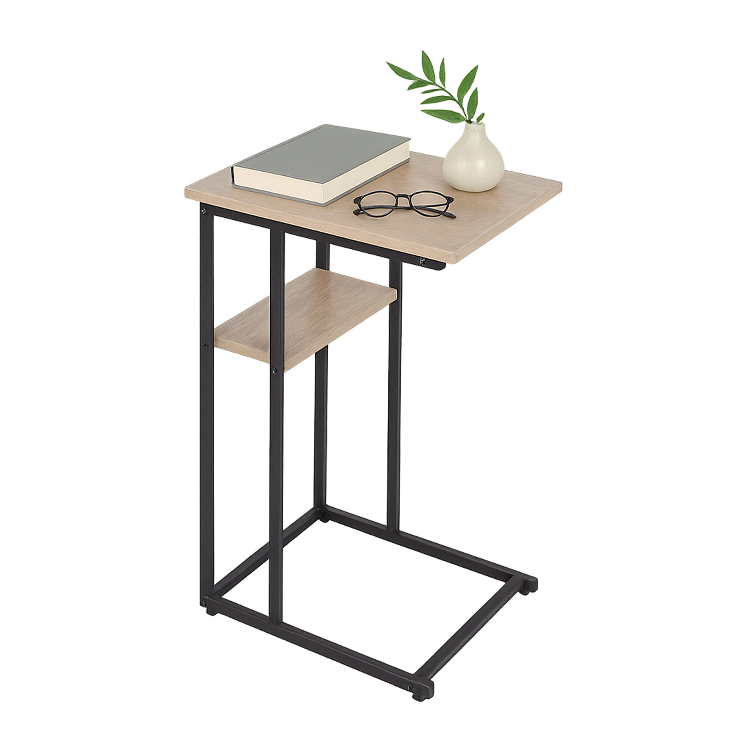 relaxdays Beistelltisch mit 2 Ablage, Holzoptik-Schwarz günstig online kaufen