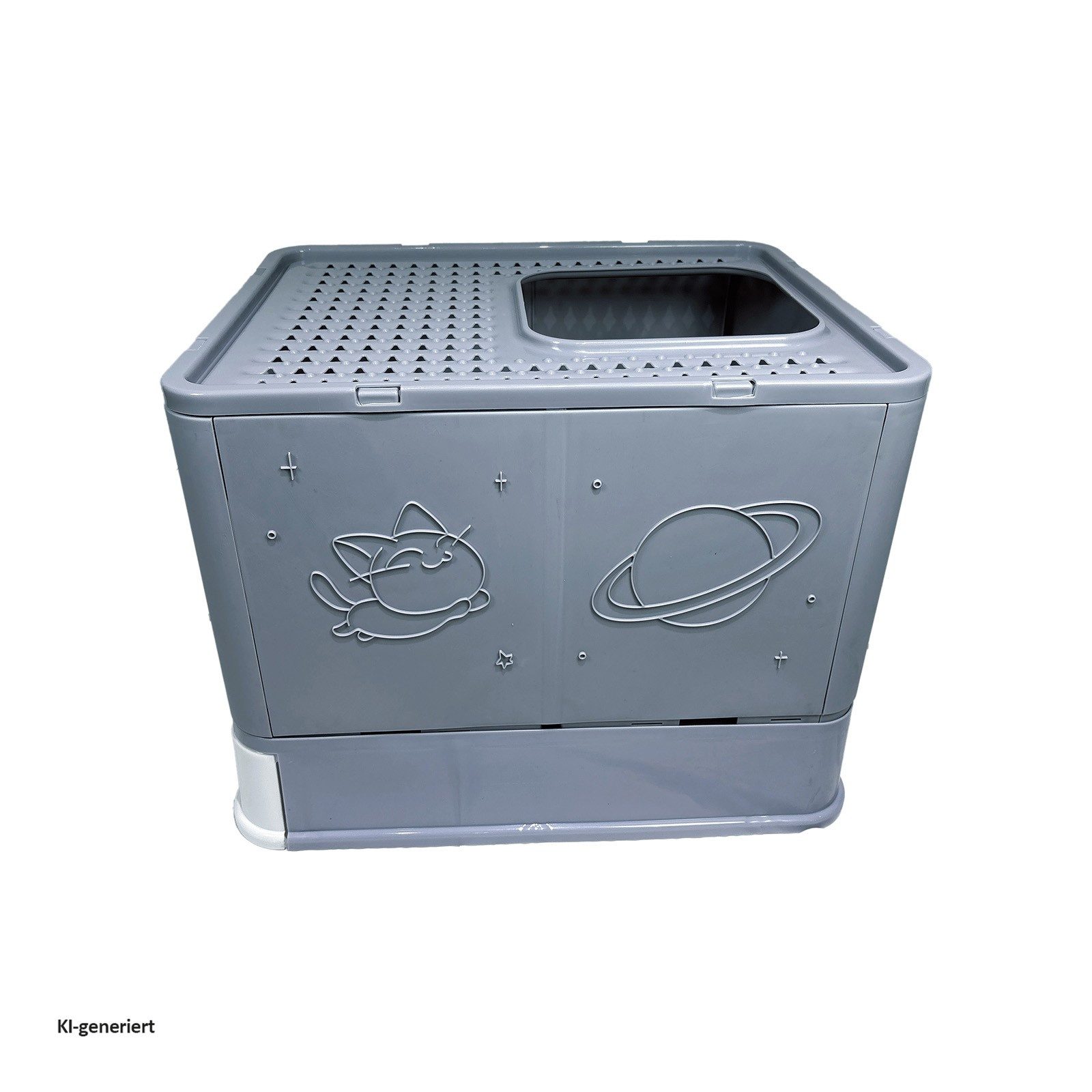 HTI-Living Katzentoilette Katzenklo mit Deckel und Streuschaufel aus Kunststoff grau