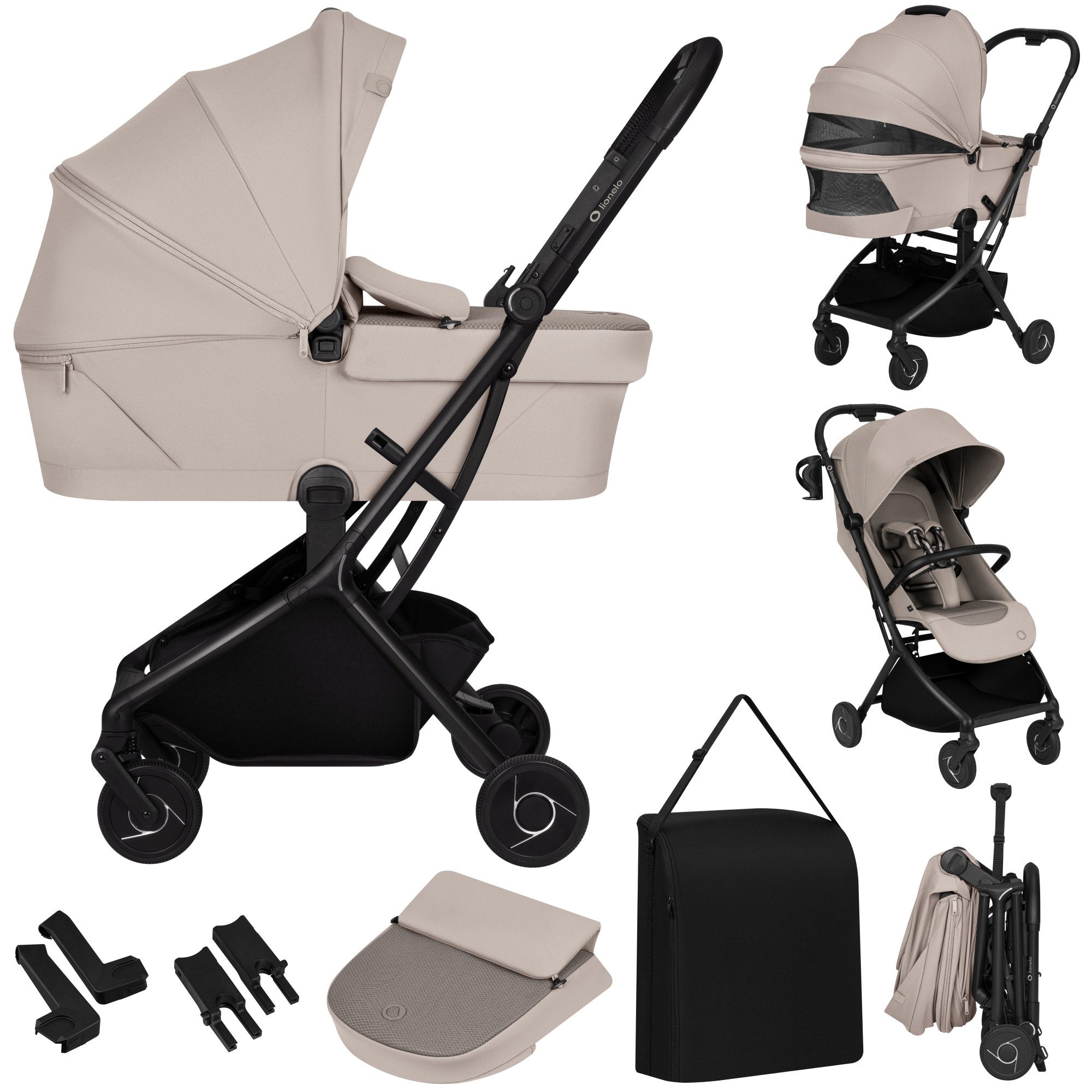 lionelo Kinder-Buggy SIA FLEX, (Set), 2-in-1/Faltwanne/AiryDots/inGrip/Click&Ride