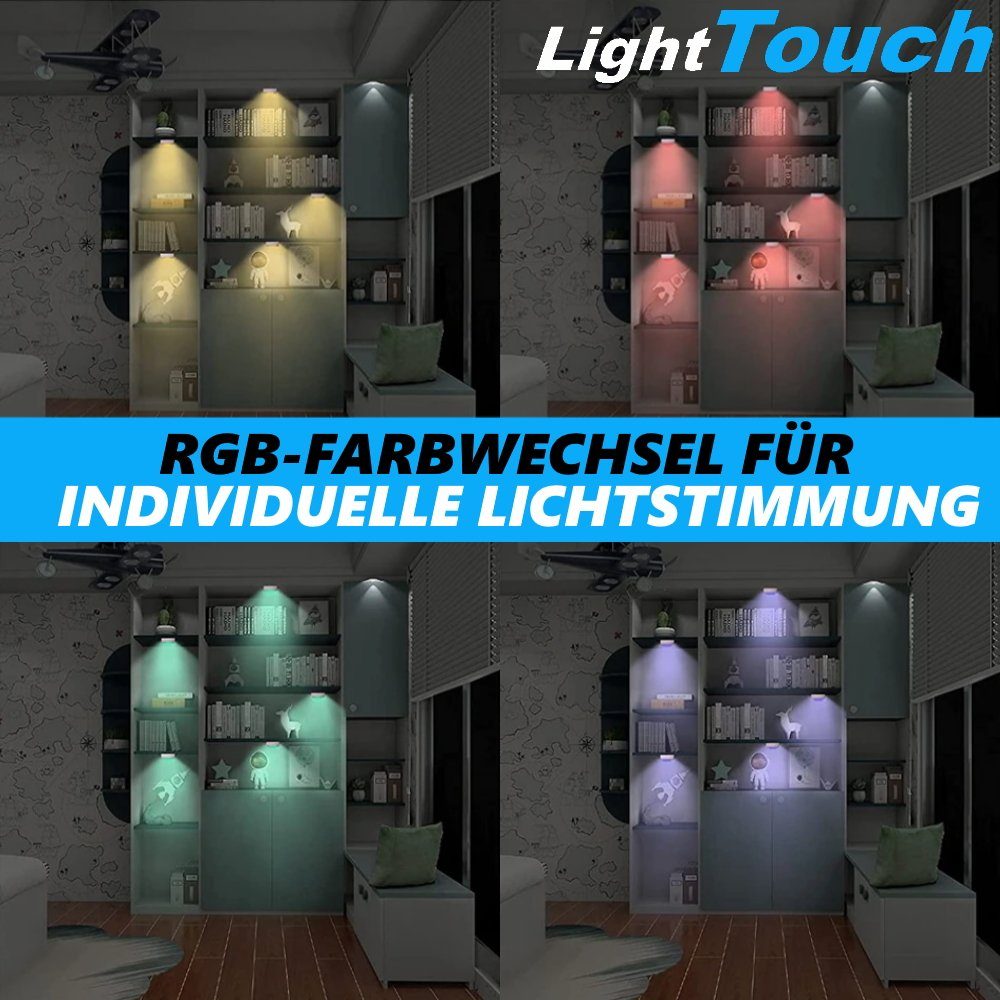 MAVURA Schrankleuchte LightTouch RGB Leuchte Set] fest Tap integriert, Schrankbeleuchtung, Tageslichtweiß, Click LED Leuchte [5er kabellose Schrankleuchten LED