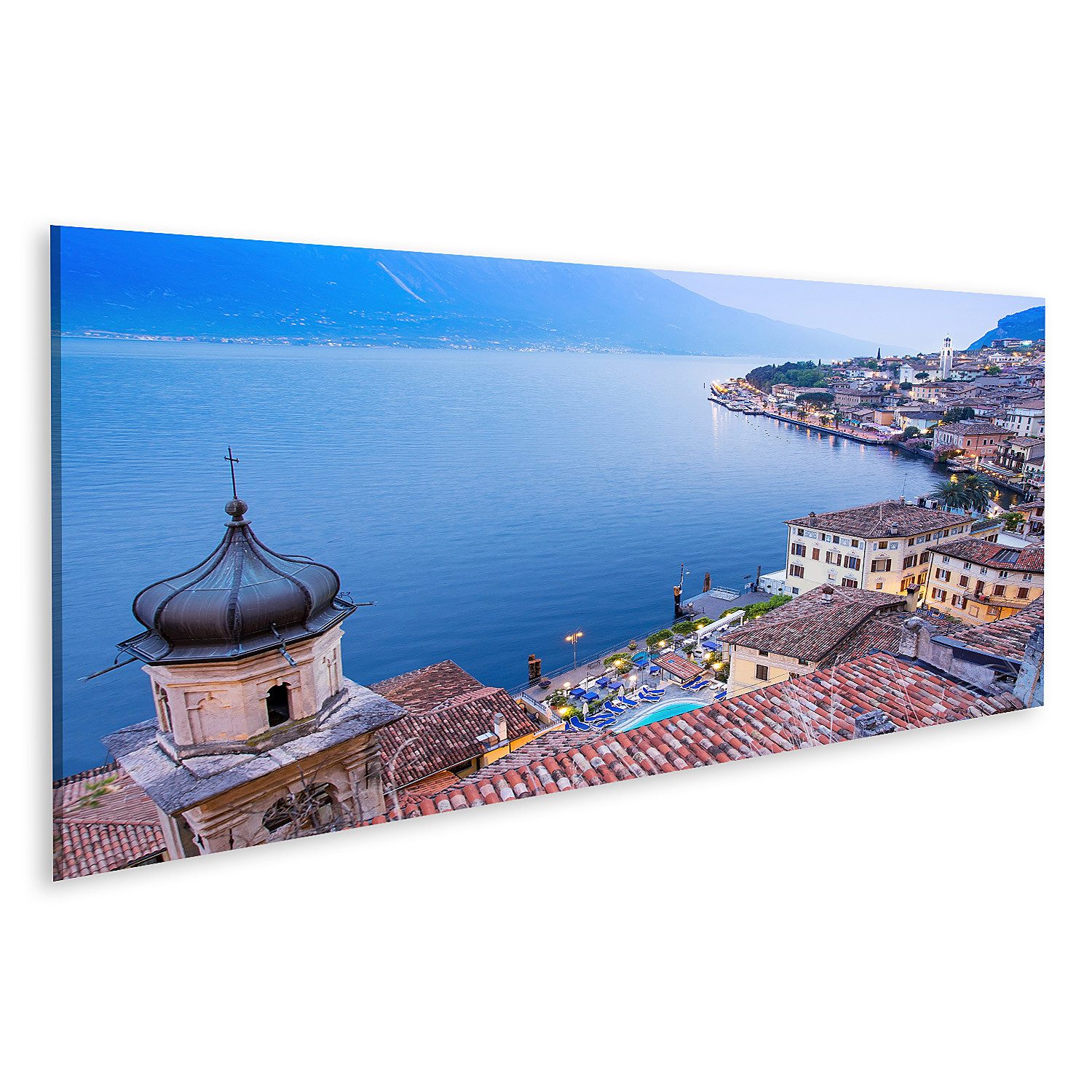islandburner Leinwandbild Limone Sul Garda Gardasee Italien Panoramablick Blaue Stunde Bilder