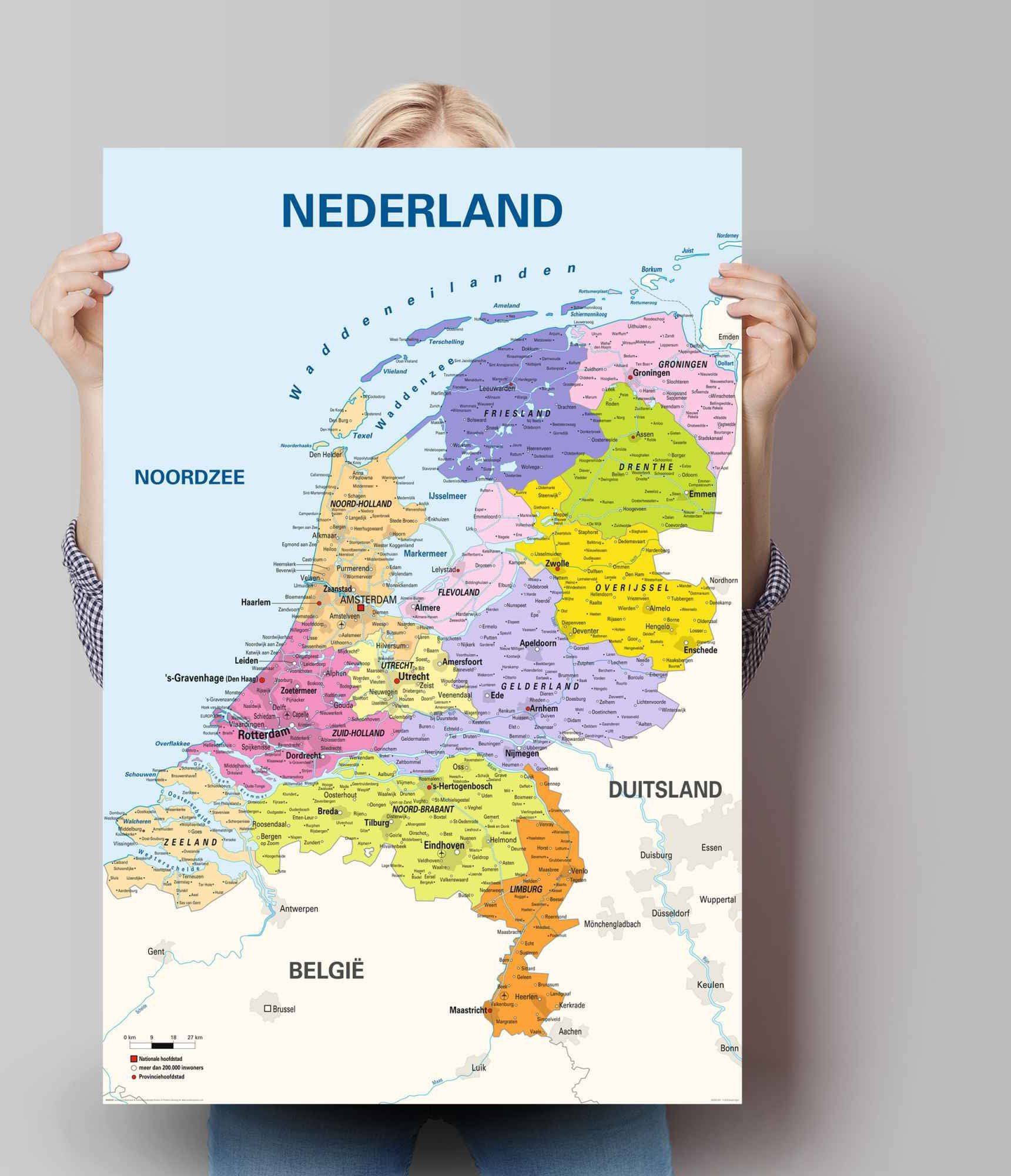 Reinders! Poster Poster Schulkarte Niederlande Niederländischer St) Text, - Landkarten (1 Niederländisch