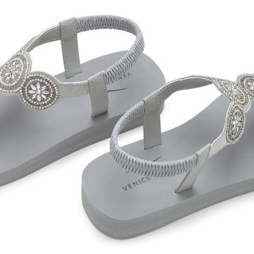 Venice Beach Badezehentrenner Sandale, Pantolette, Badeschuh ultraleicht mit Glitzerdetails VEGAN