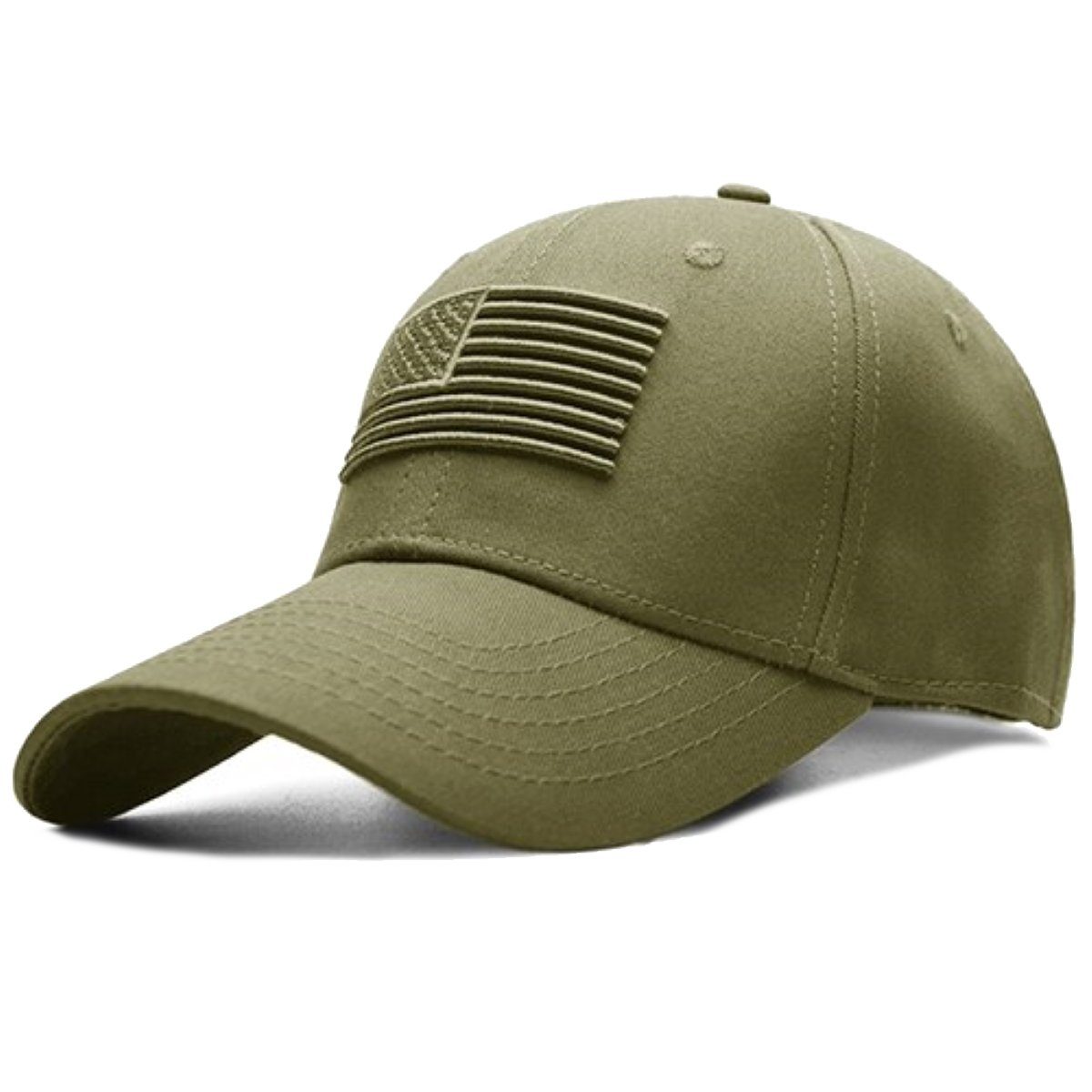 Sporty Baseball Cap U.S.A. Flag Fahne USA Basic Retro Amerika Baseballcap mit Belüftungslöchern army green