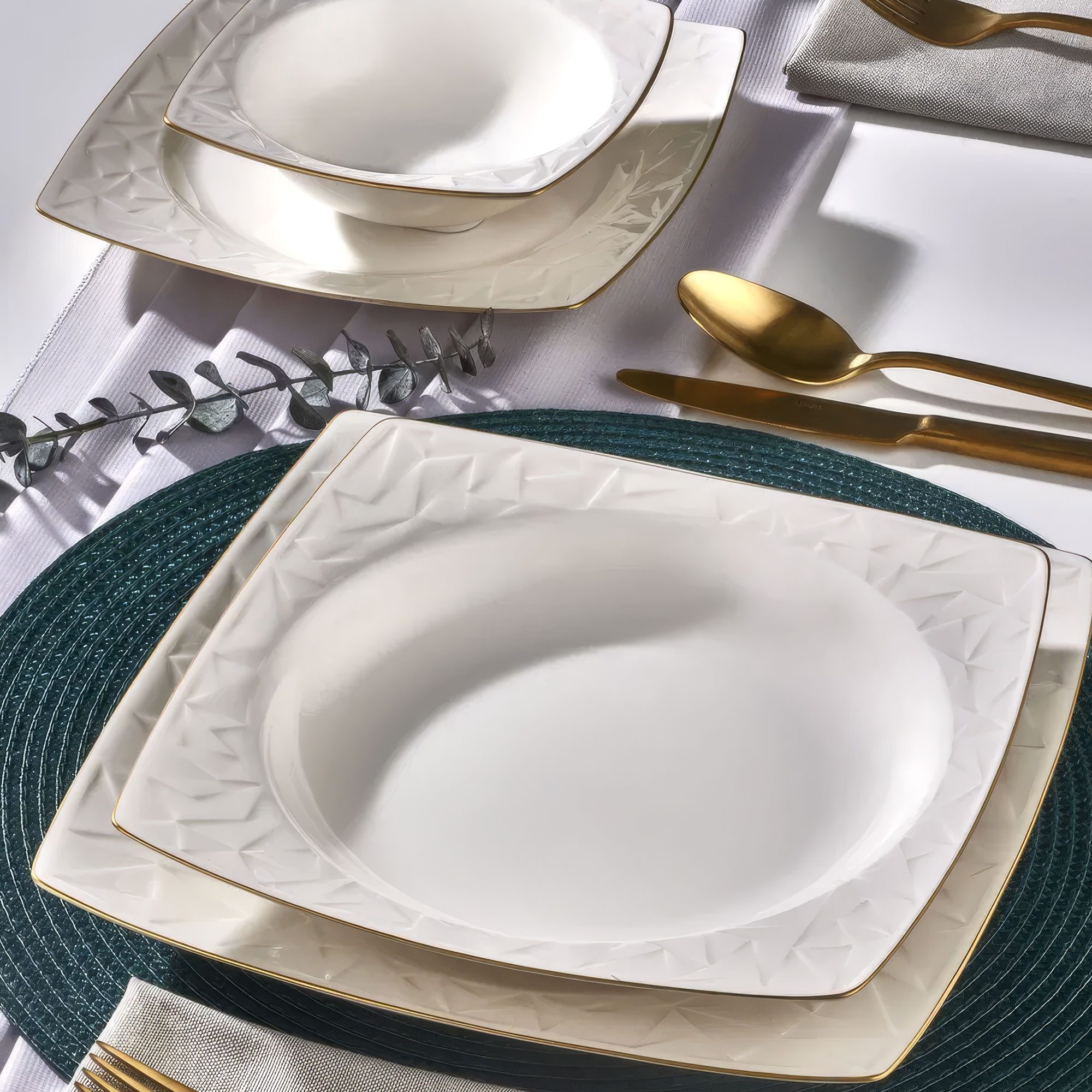 GÜRAL Porselen Tafelservice VIVENTE (30-tlg), 6 Personen, Porzellan, Elegantes Design, stilvoll und robustes Porzellan