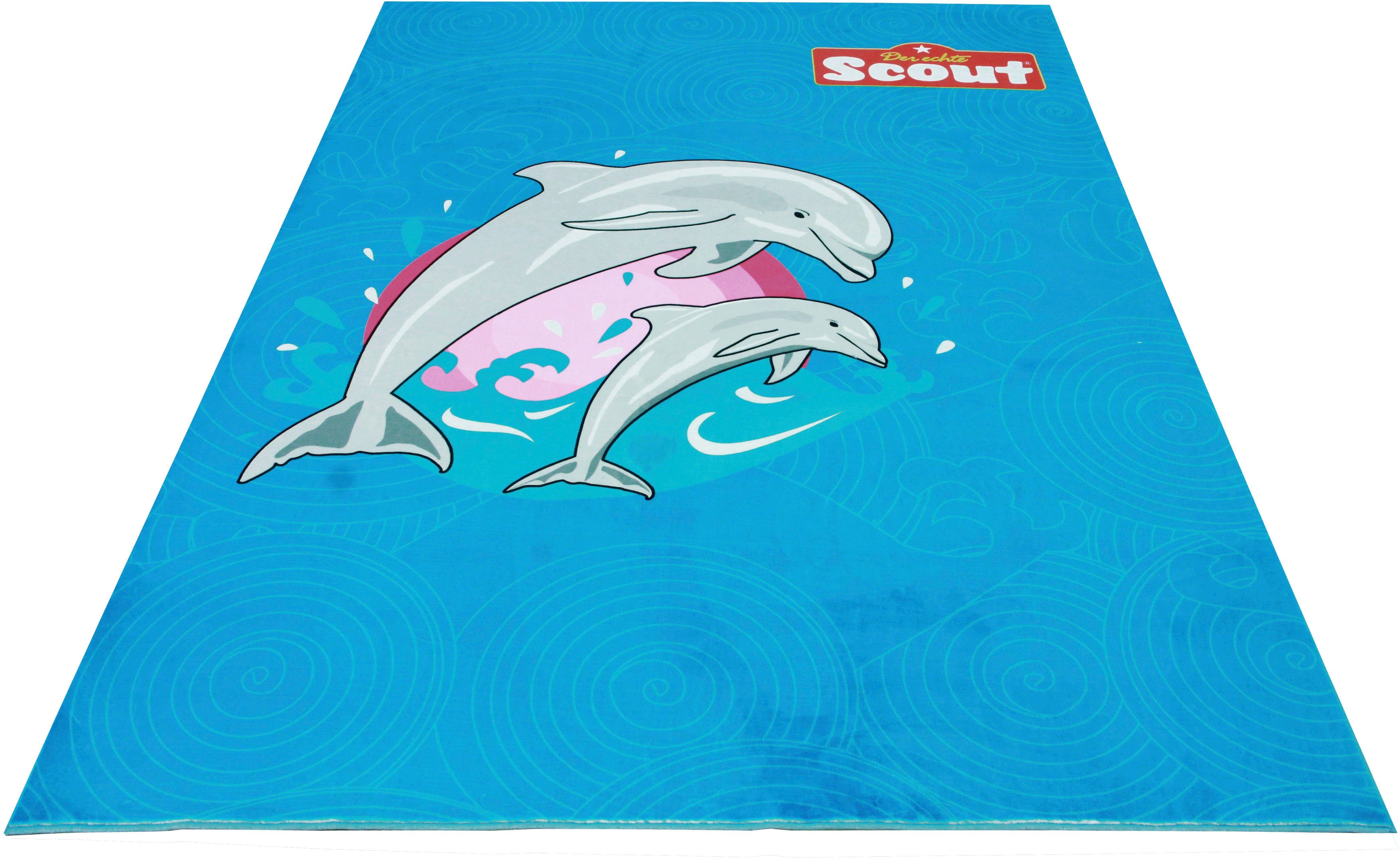 Kinderteppich Dolphin, Scout, rechteckig, Höhe: 5 mm, Druckteppich, Motiv  Delfine, schmutzabweisend, langlebig