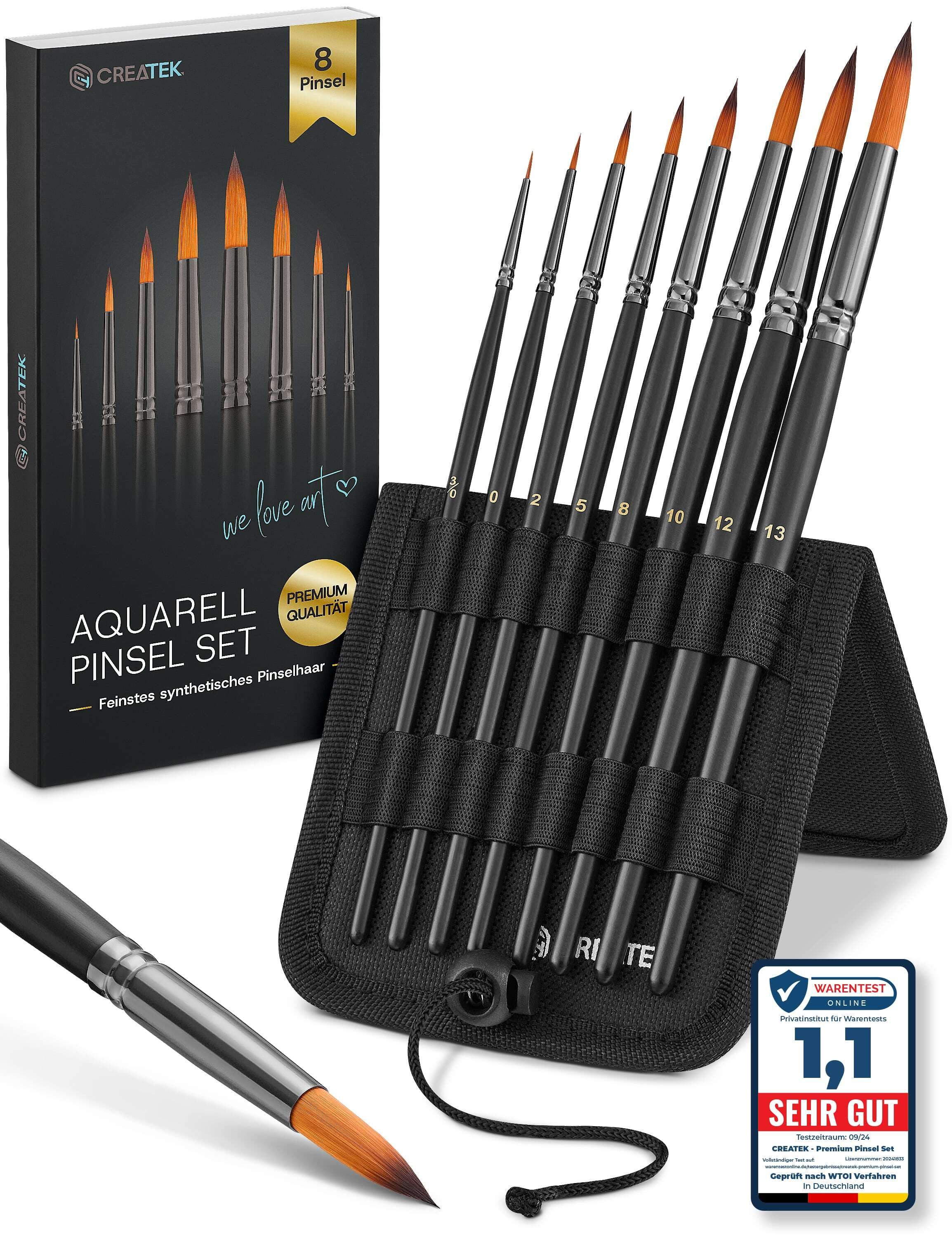 Malpinsel Pinsel‑Set – Premium Synthetikhaar & Holzgriff & tollem Aufsteller