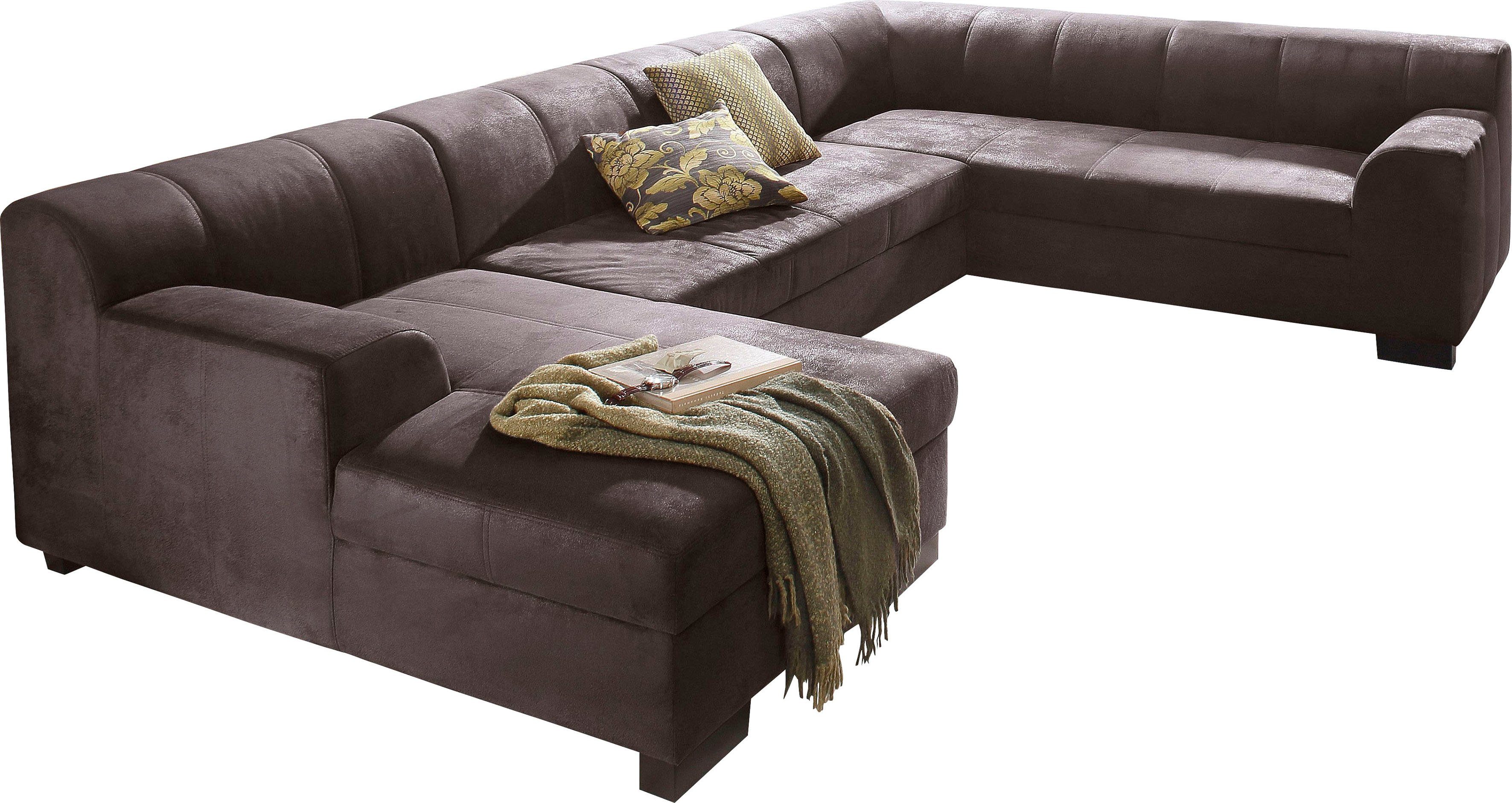 Home affaire Wohnlandschaft Falk klare Linien, zeitlos und komfortabel, U-Form, mit Federkern und wahlweise mit Bettfunktion